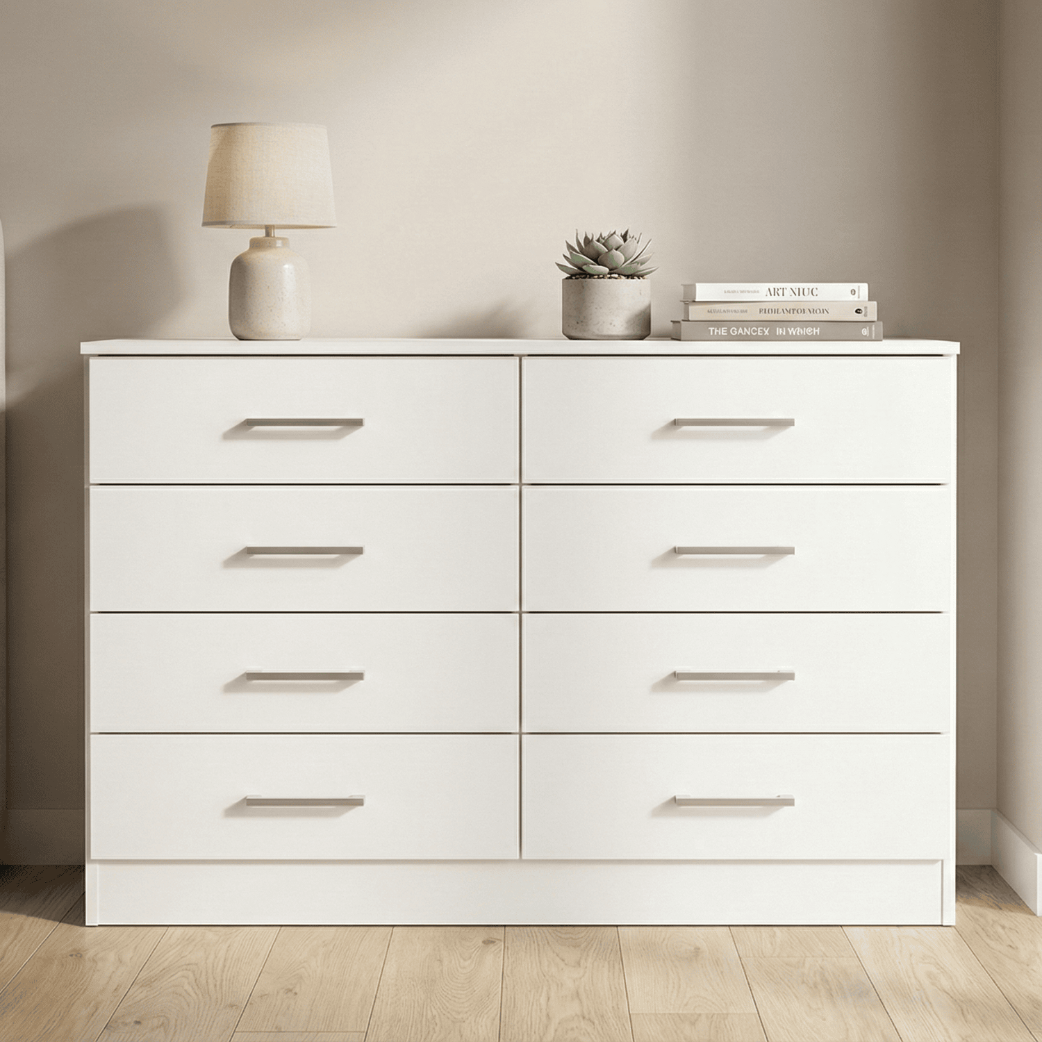 CÓMODA 8 CAJONES 117X41X76 CM BLANCA-1