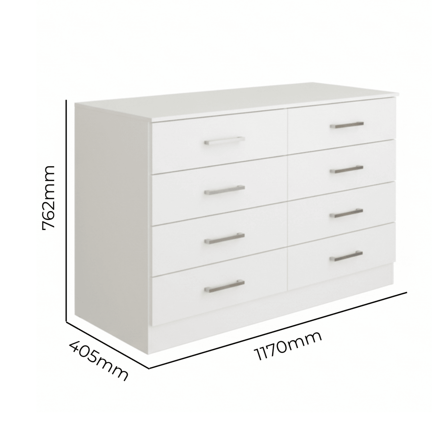 CÓMODA 8 CAJONES 117X41X76 CM BLANCA-4