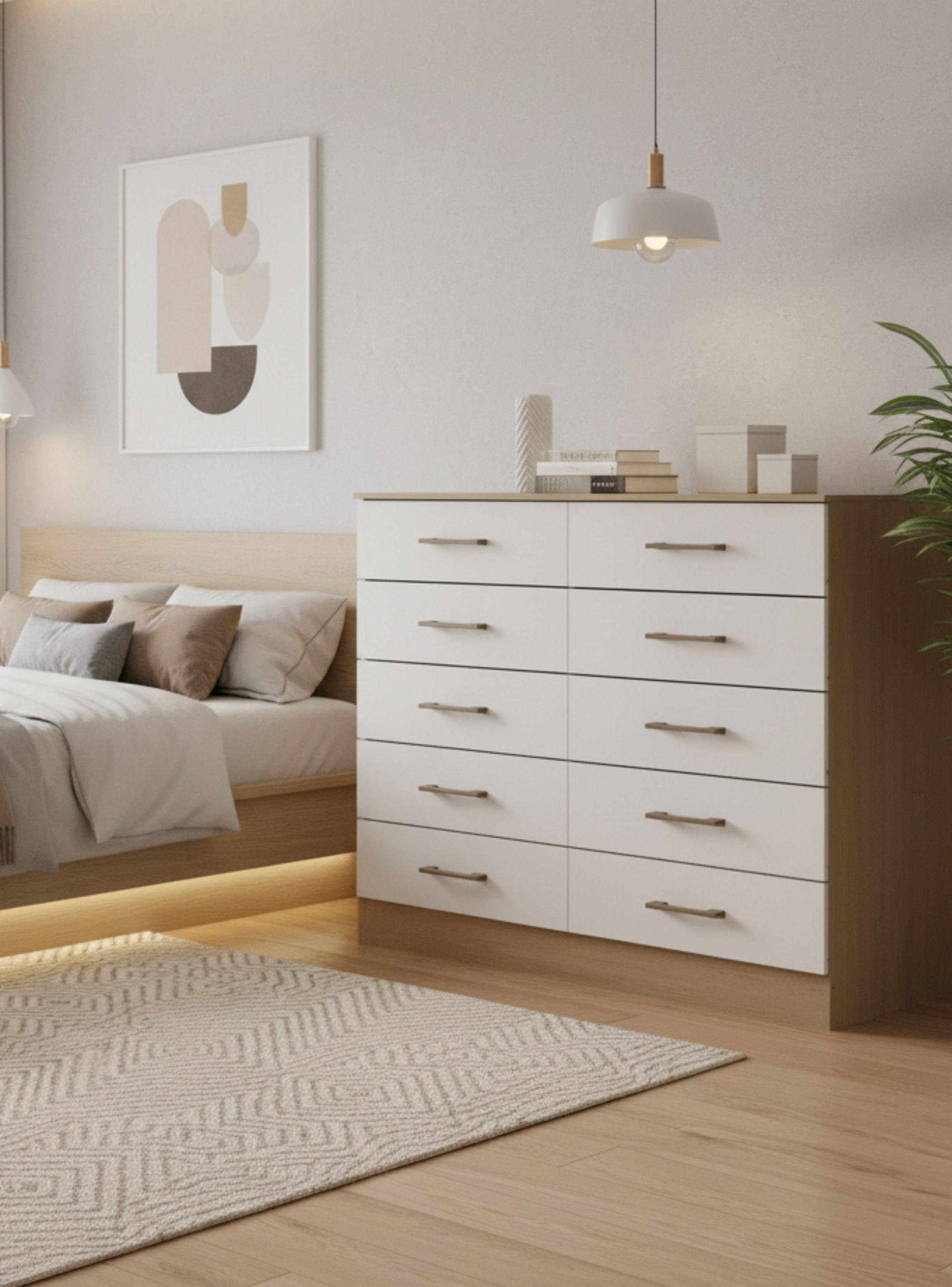 Cómoda 10 Cajones Roble Dakar/Blanco 92,2x117x40,5 cm-3