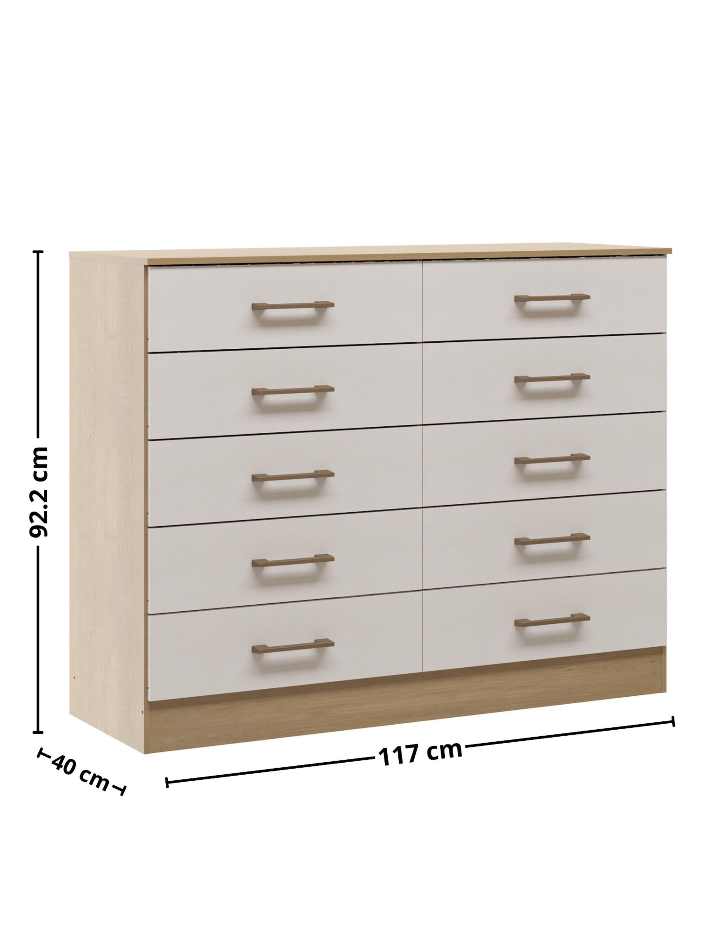 Cómoda 10 Cajones Roble Dakar/Blanco 92,2x117x40,5 cm-4