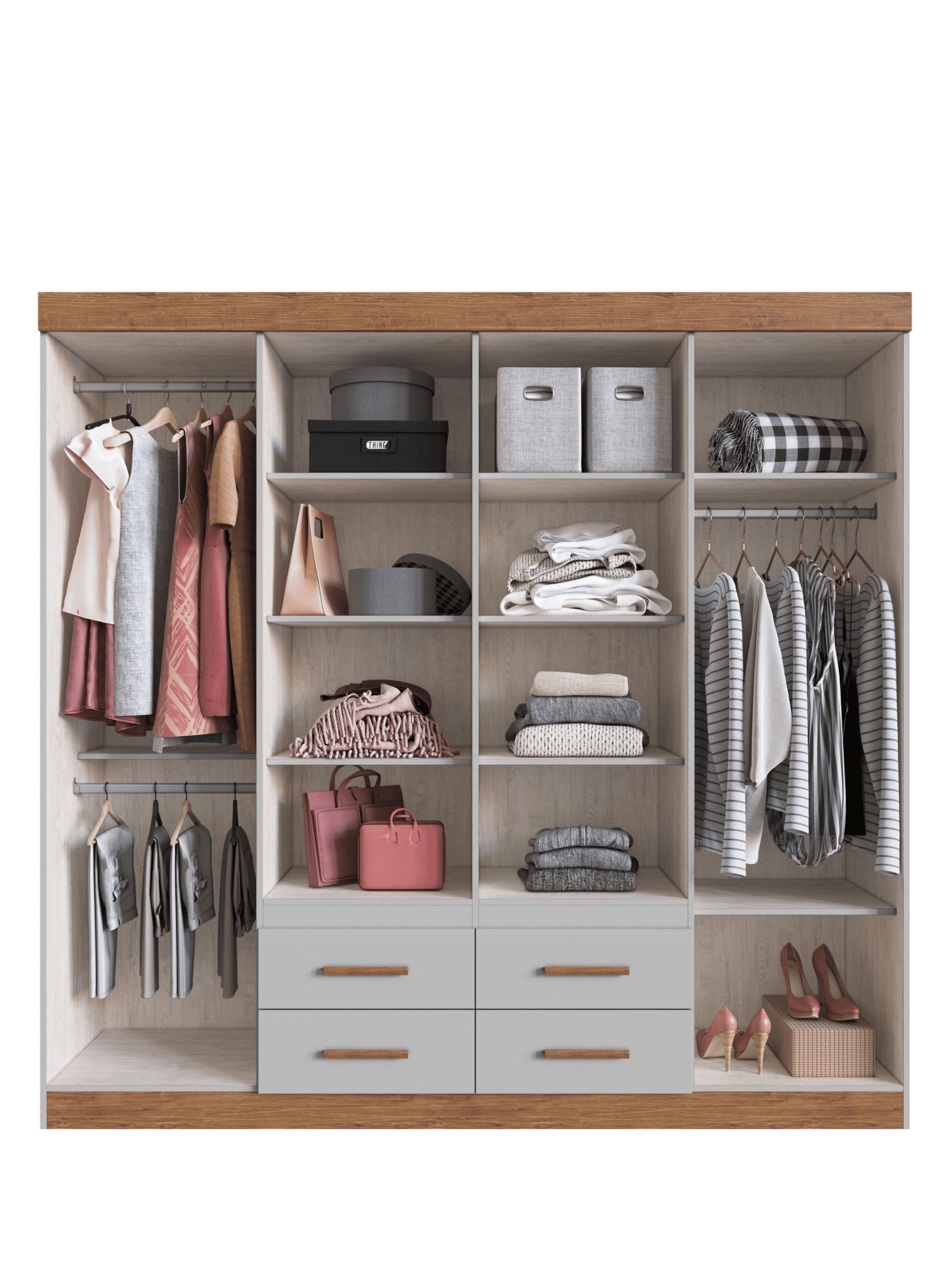 Clóset 8 Puertas 4 Cajones Gris 200x206x45 cm-2