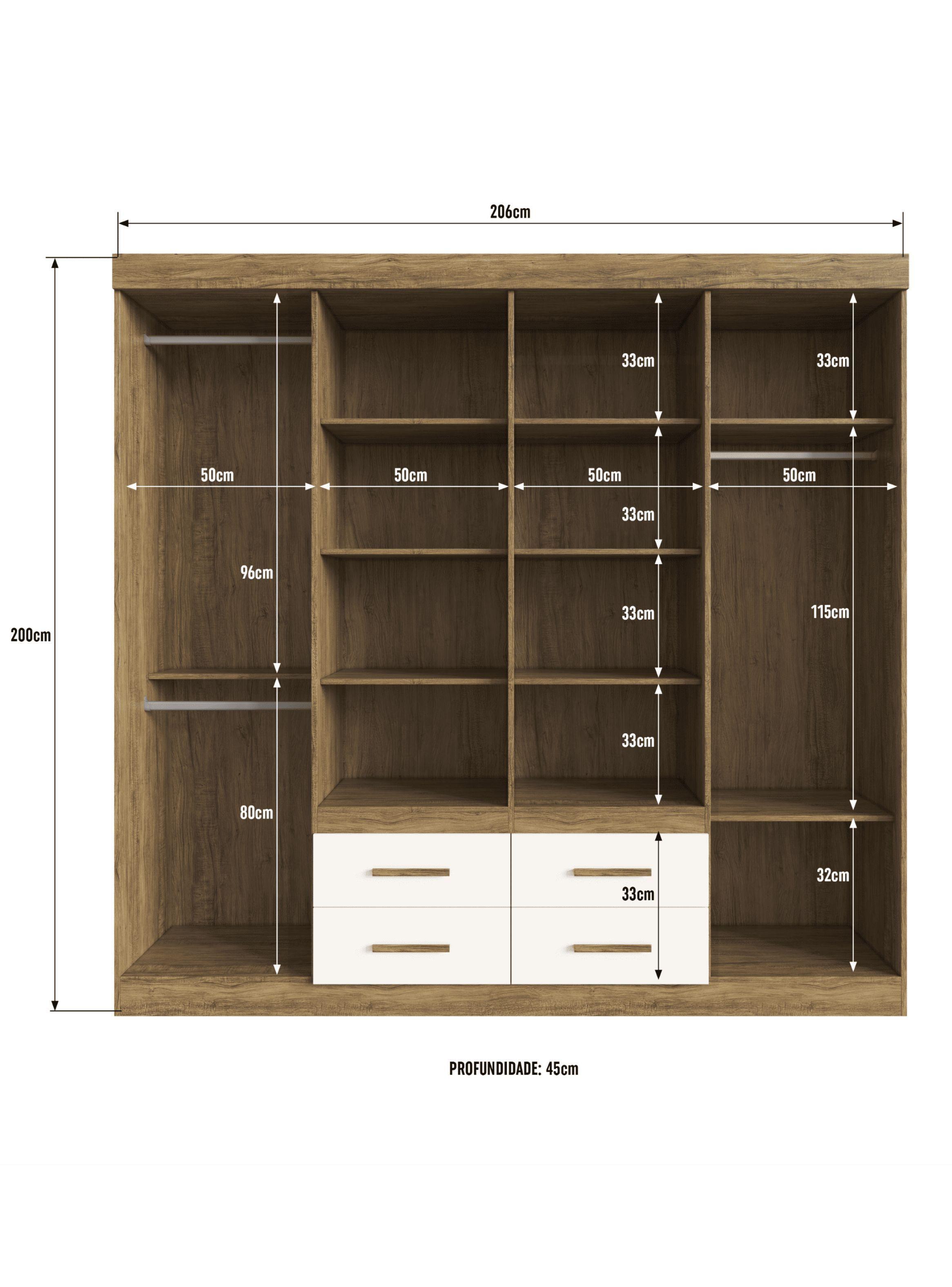 Clóset 8 Puertas 4 Cajones Gris 200x206x45 cm-4