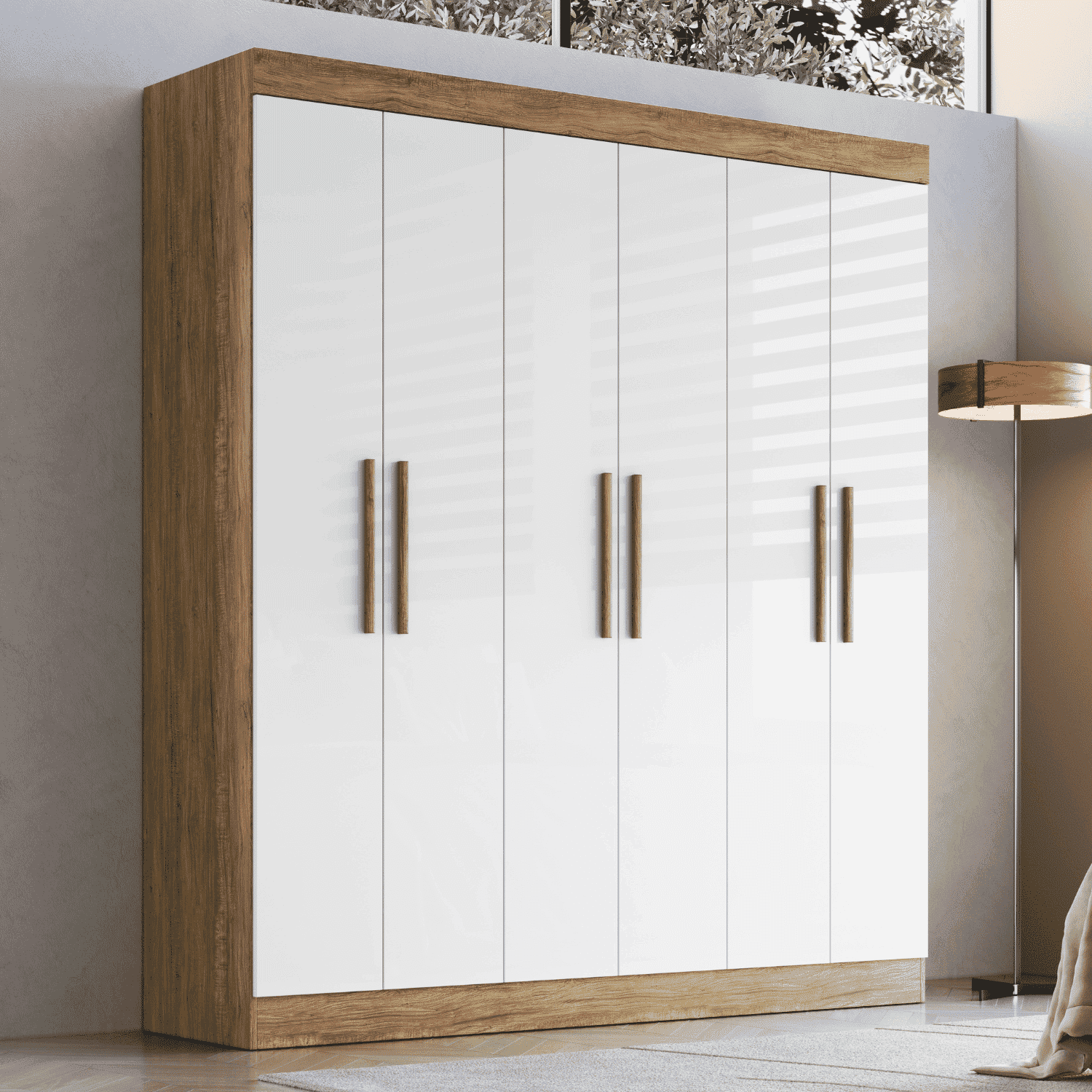 CLÓSET 6 PUERTAS 2 CAJONES 5 REPISAS 180X200X47 CM BEIGE ROBLE - XANGAI-0