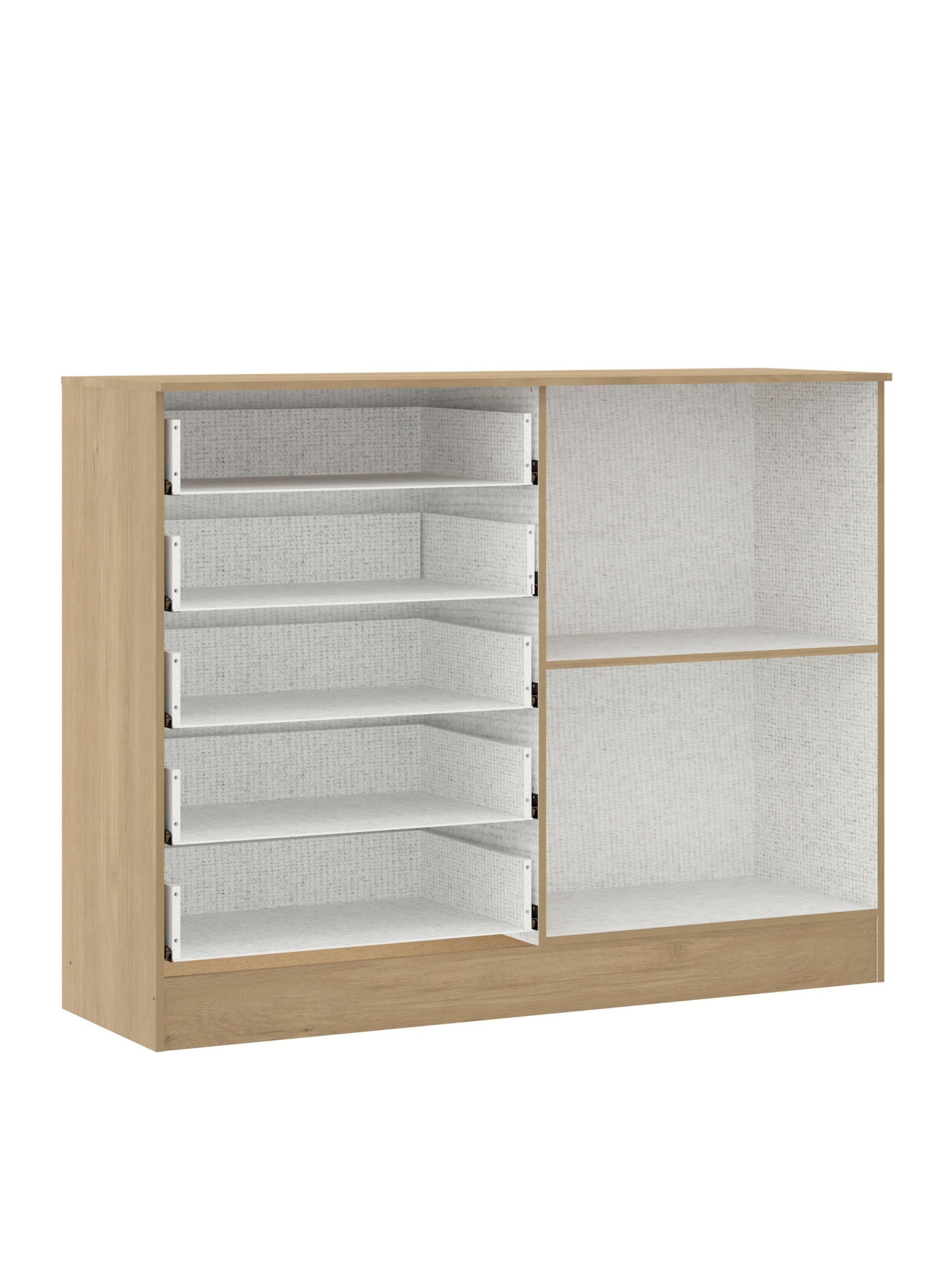 Cómoda 5 Cajones + 2 Puertas Roble Dakar 93x119x38 cm-4