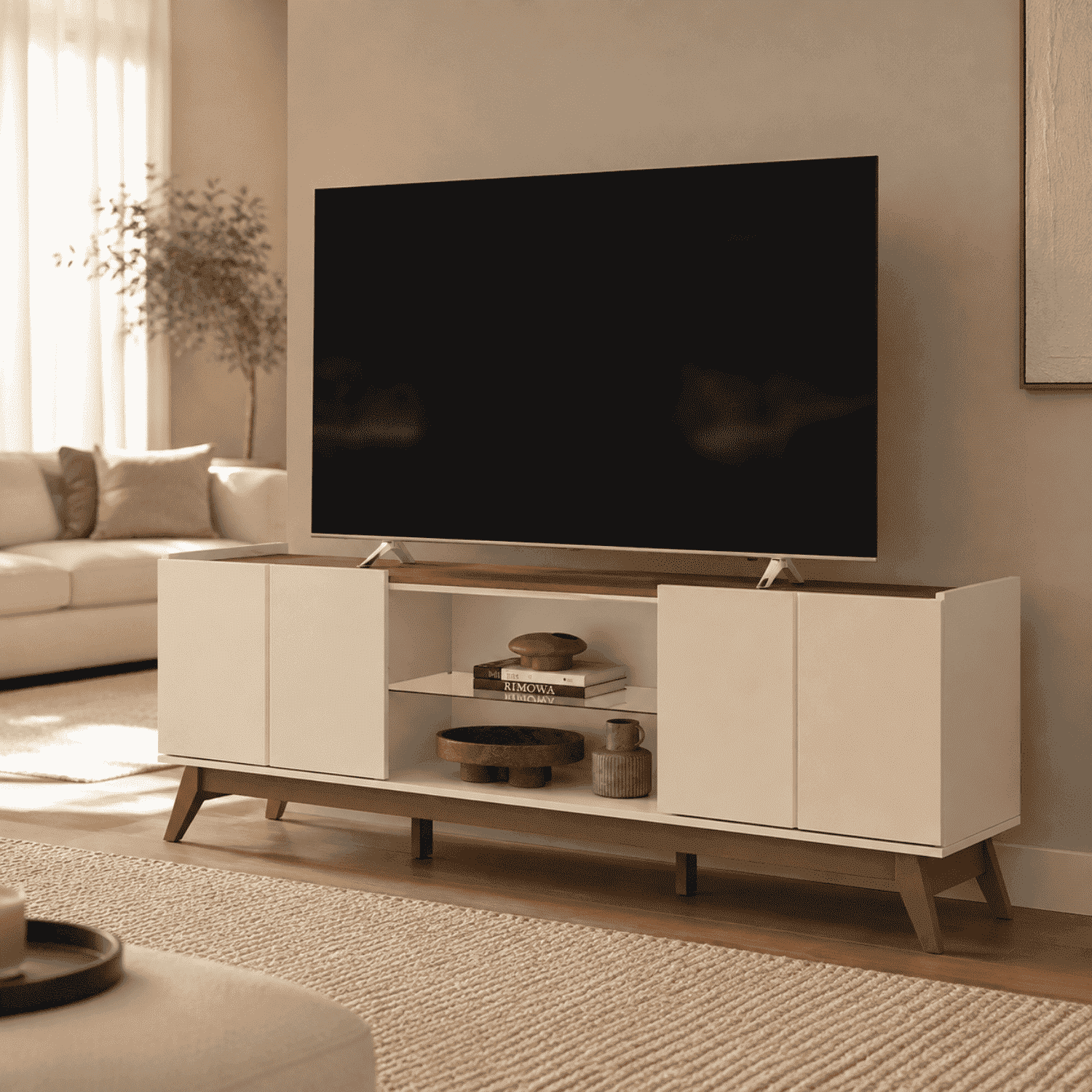 RACK TV HASTA 75 PULGADAS 200X67X35 CM BEIGE - GUARUJA-0