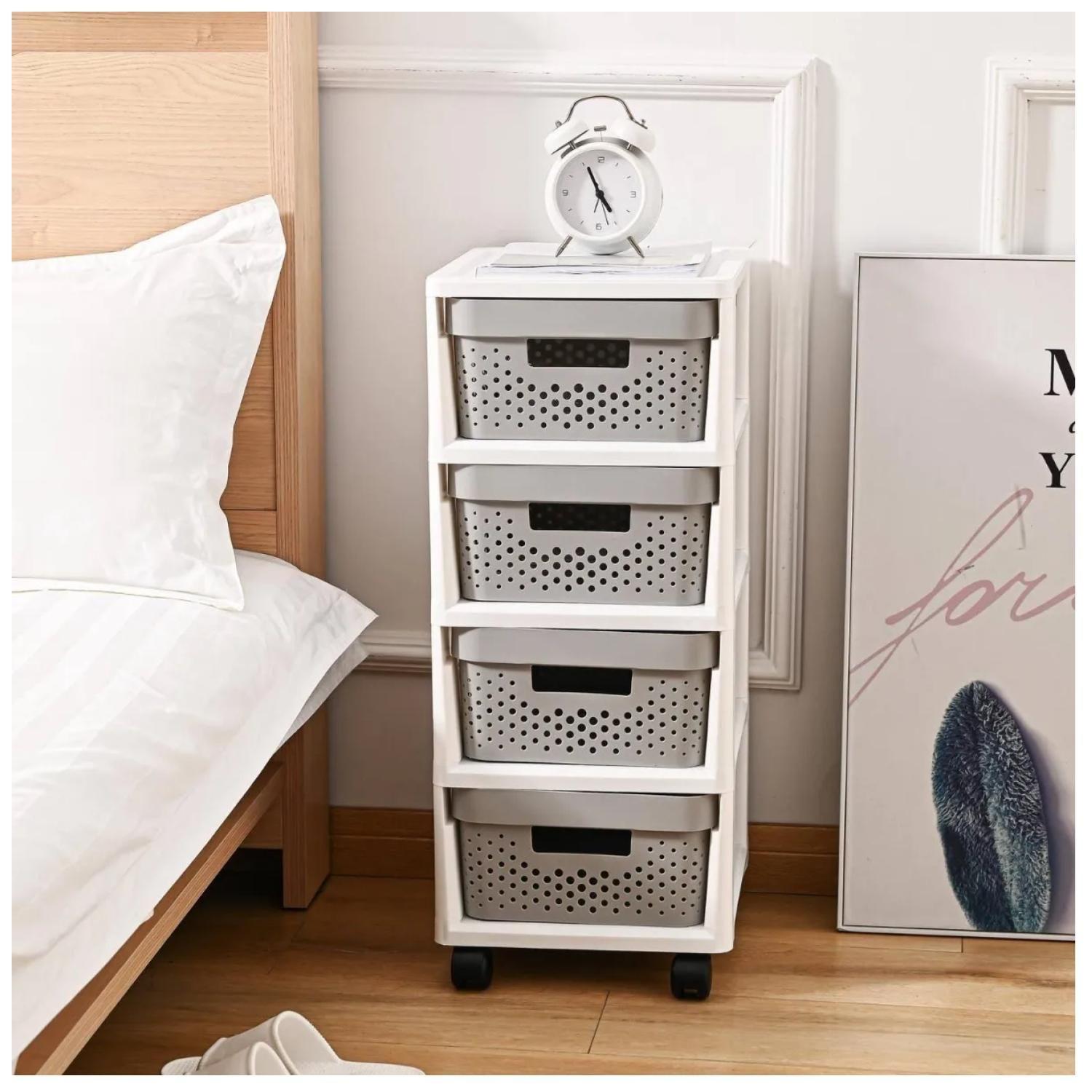 Repisa Cajonera Organizadora 4 niveles con Ruedas Multifuncional-2