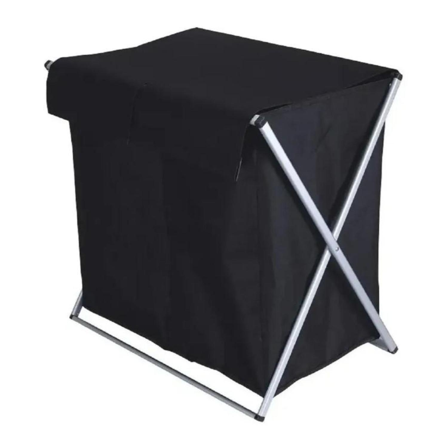Cesta Canasto De Ropa Doble Plegable Con Asas Gris Negro-2