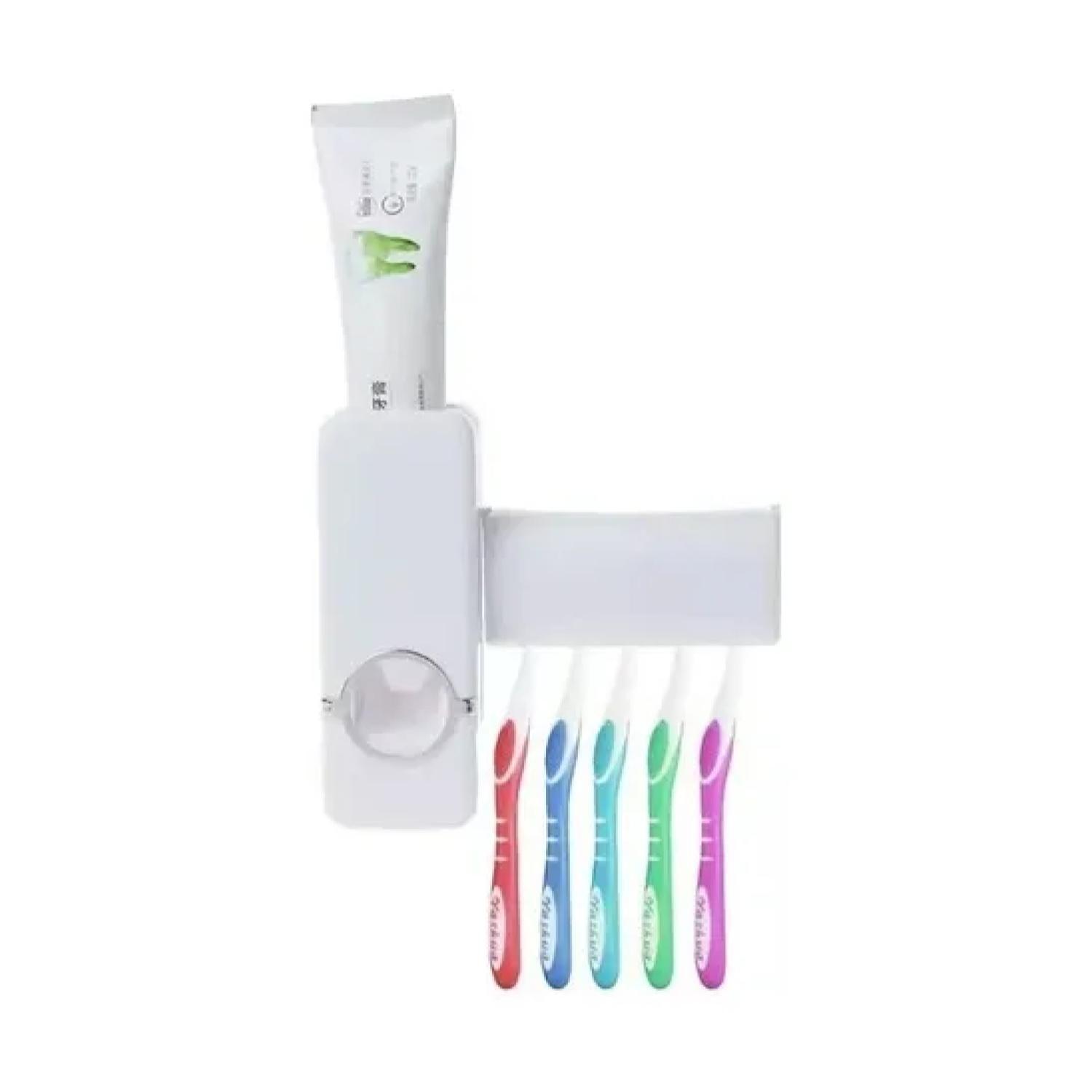 DISPENSADOR PASTA DE DIENTES AUTOMATICO CON PORTA CEPILLOS-0