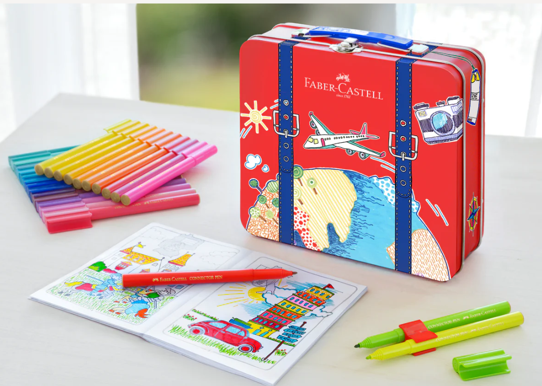 Maletín de viaje metálico con 40 marcadores conectores de colores-2