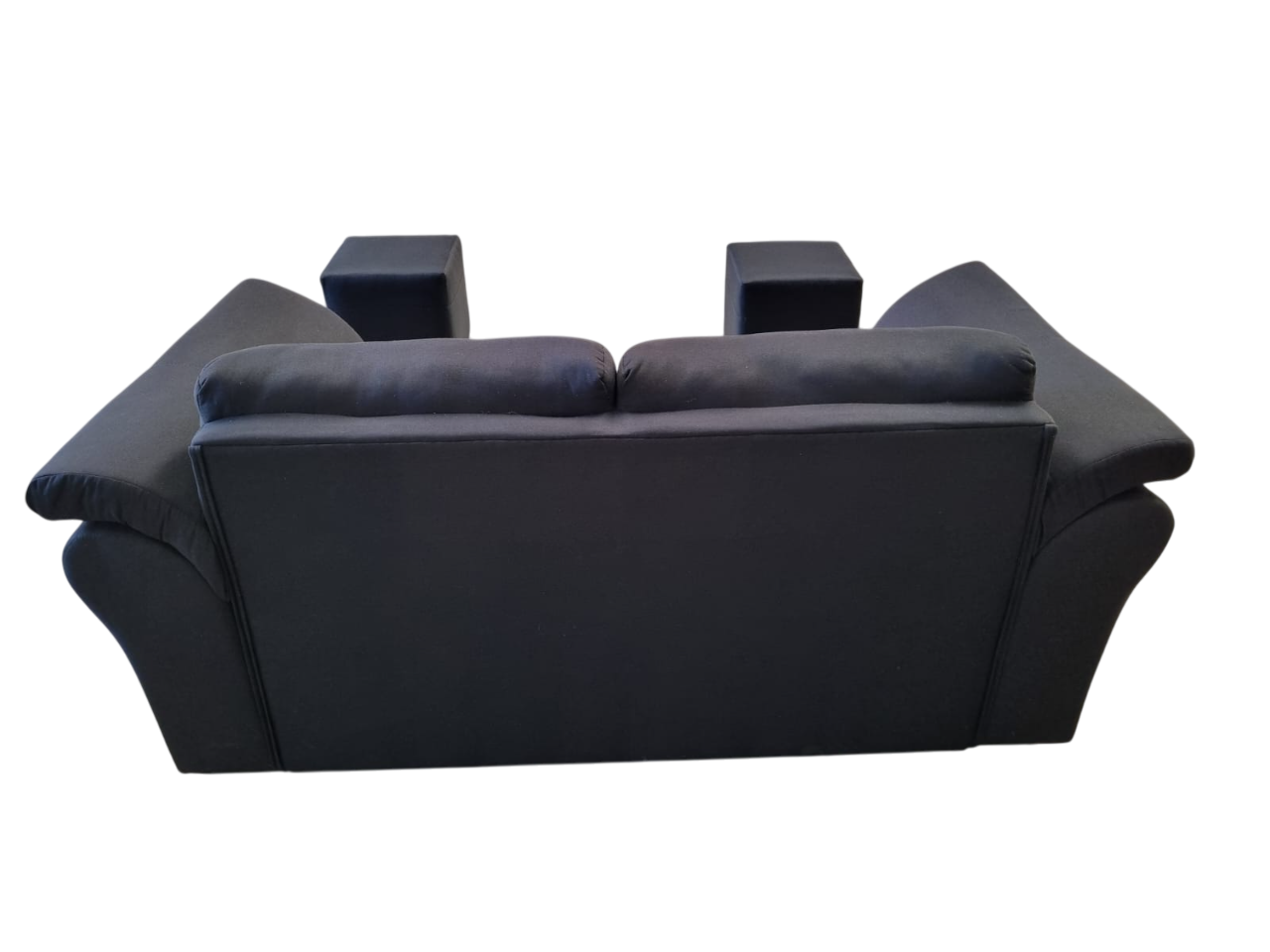 SOFA 2 CUERPOS BARCELONA TELA NEGRO +2 POUF-2