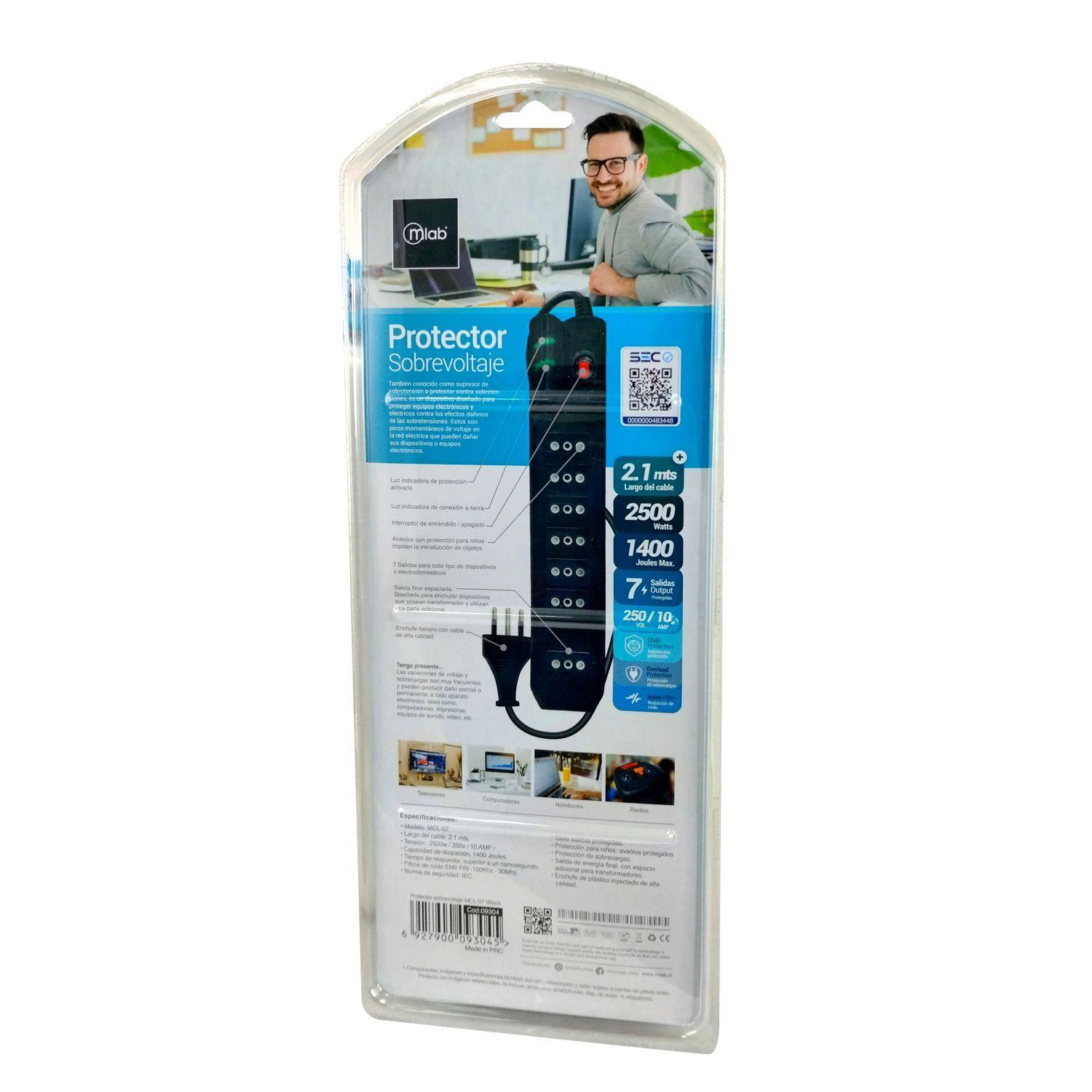 Alargador Protector De Voltaje Certificado 2.1 Metros MLAB - 9304-3