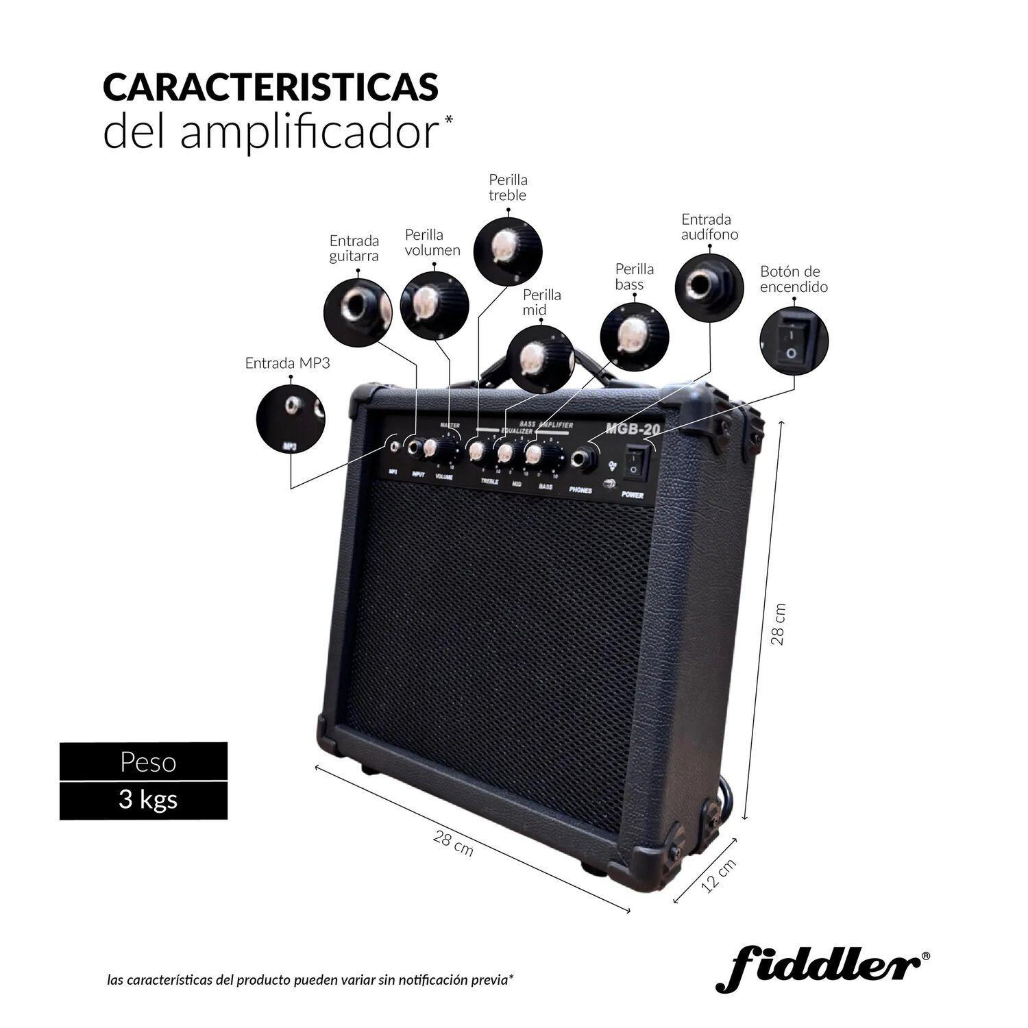 Bajo El ctrico Azul Amplificador 20w Fiddler FD TEP4200B-2