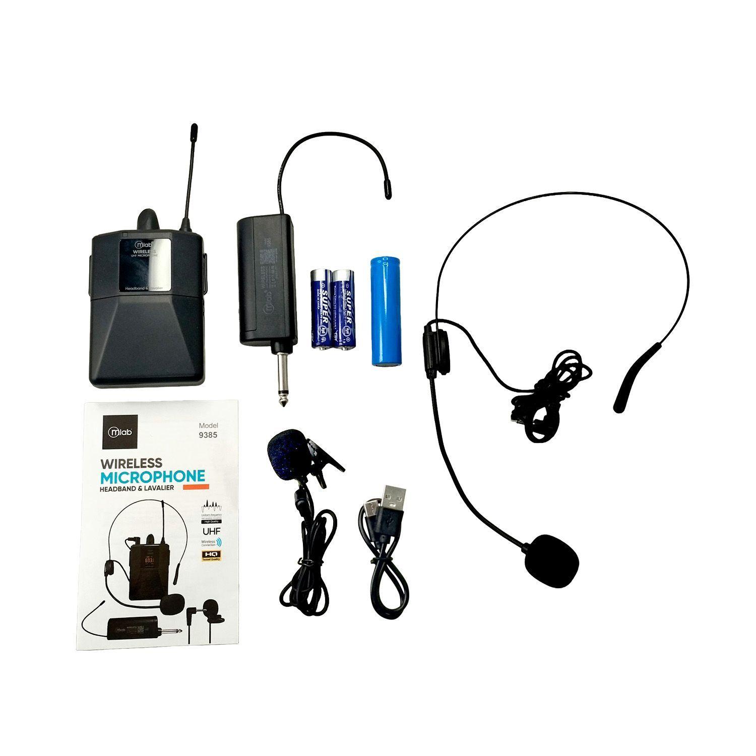 Micrófono UHF 2 en 1 Portátil Cintillo + Lavalier - 9385-5