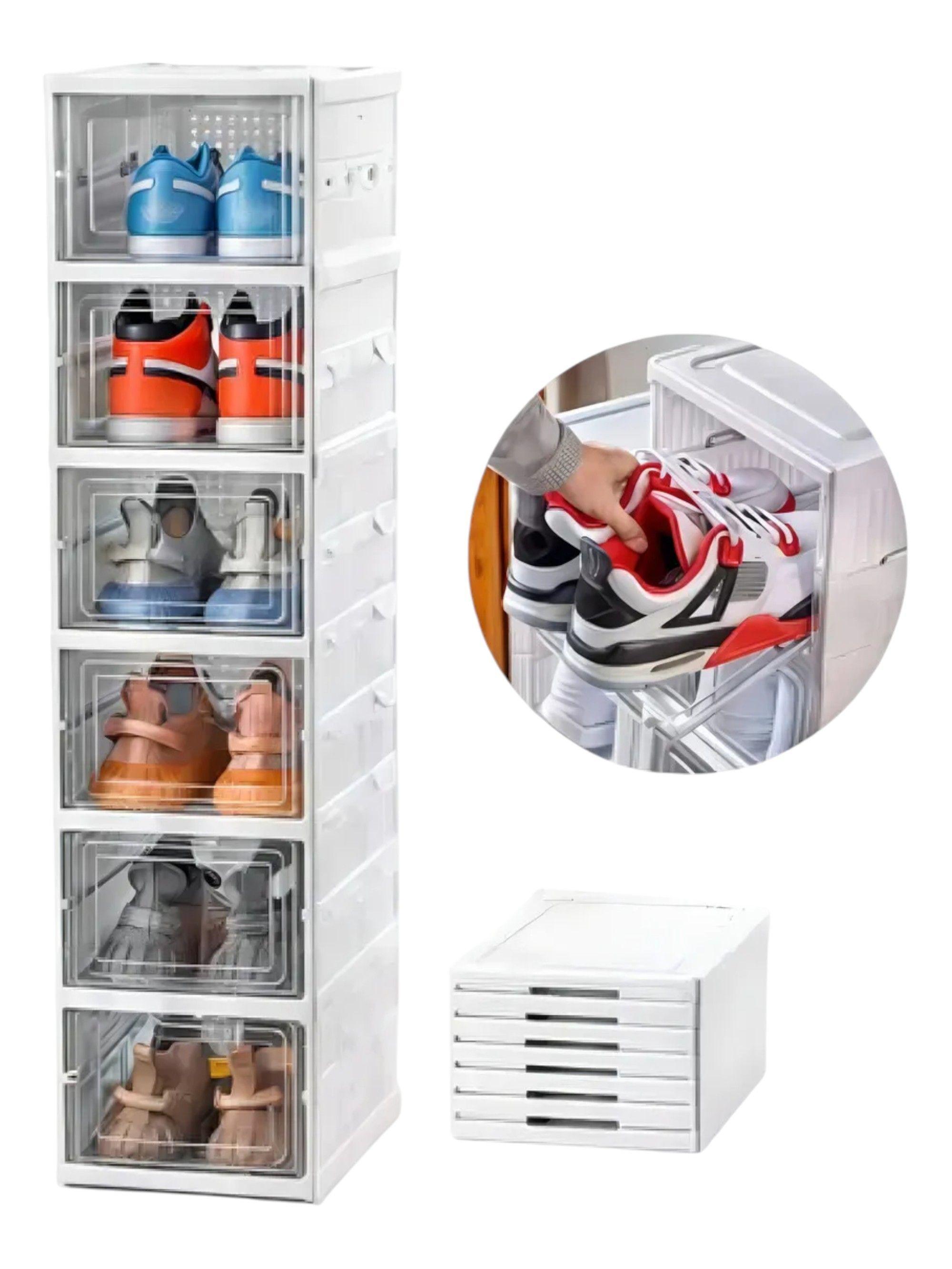 Organizador De Zapatos Gaccoa 6 Niveles Plegables Cajas Organizadora Para Zapatillas-0