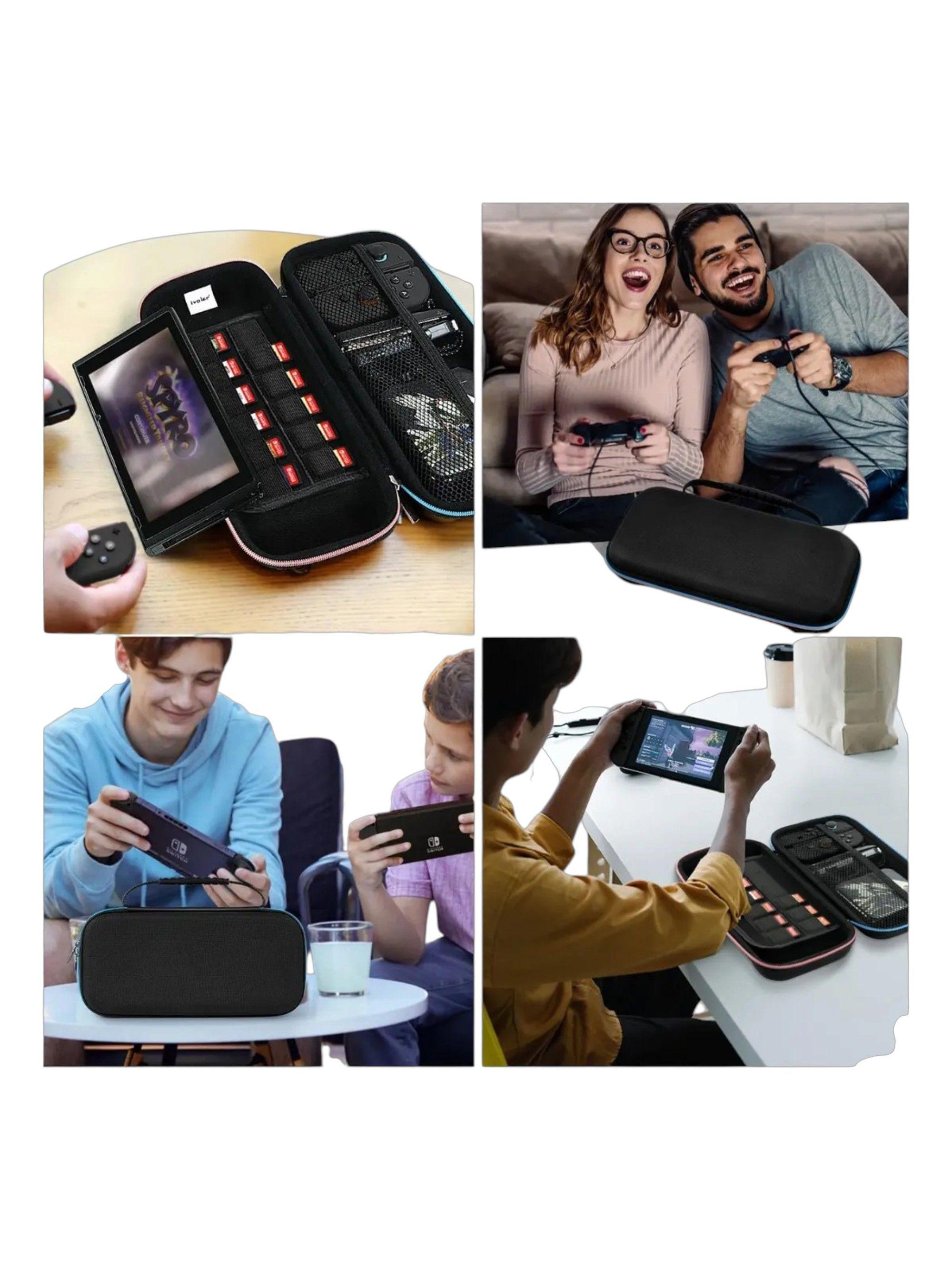 Estuche negro con cierre de colores compatible con nintendo switch 2-1