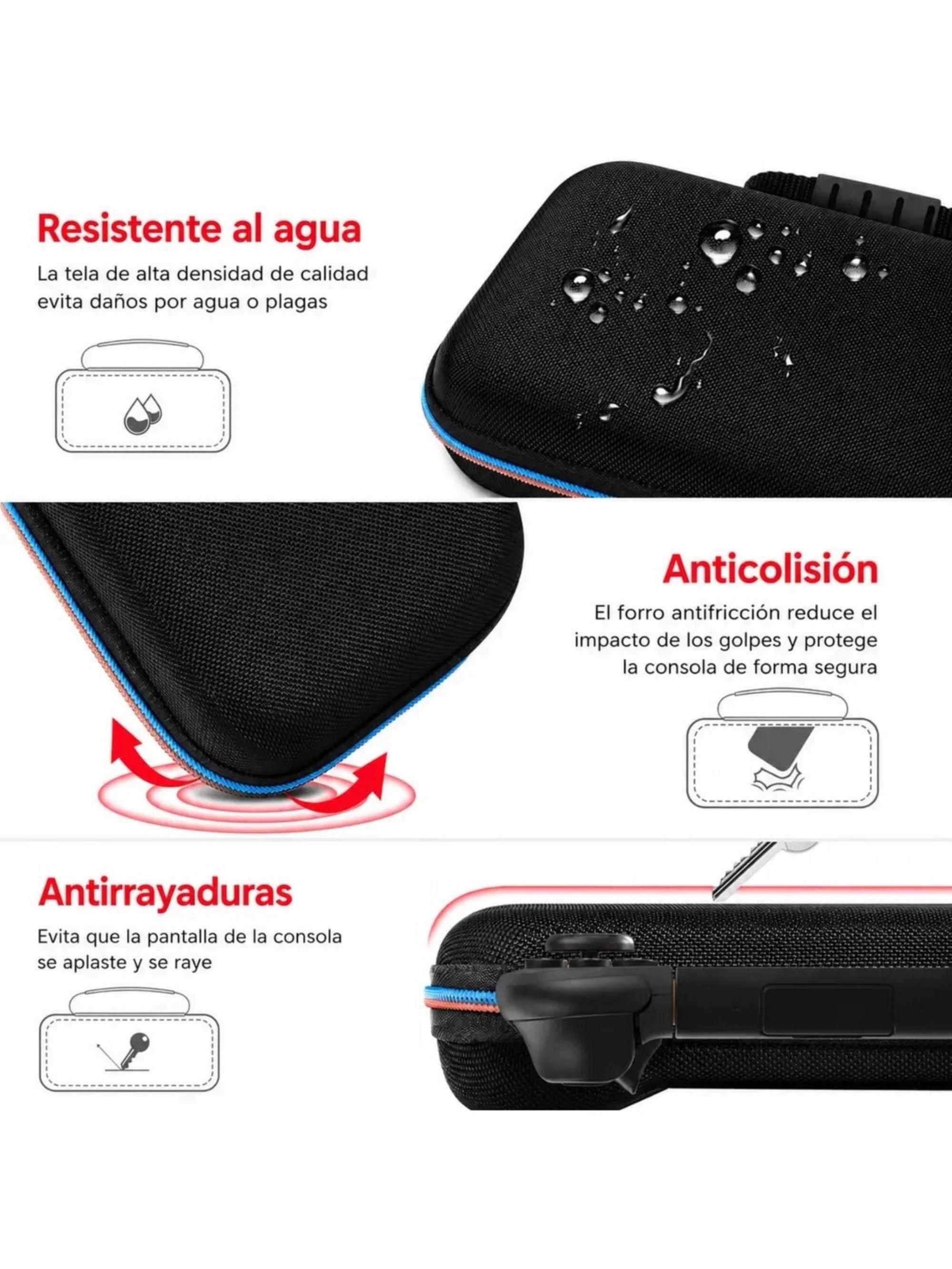 Estuche negro con cierre de colores compatible con nintendo switch 2-2