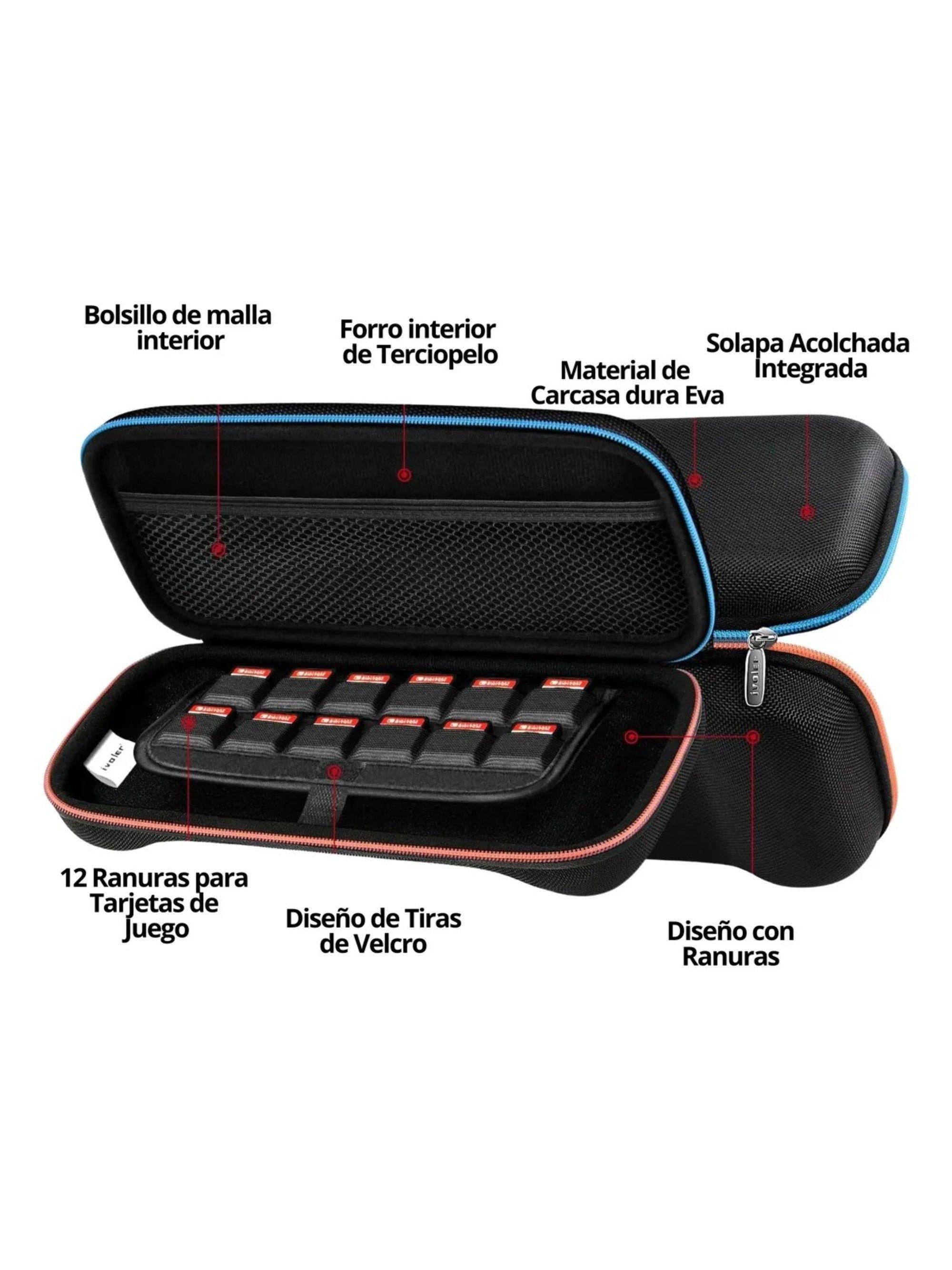 Estuche negro con cierre de colores compatible con nintendo switch 2-5