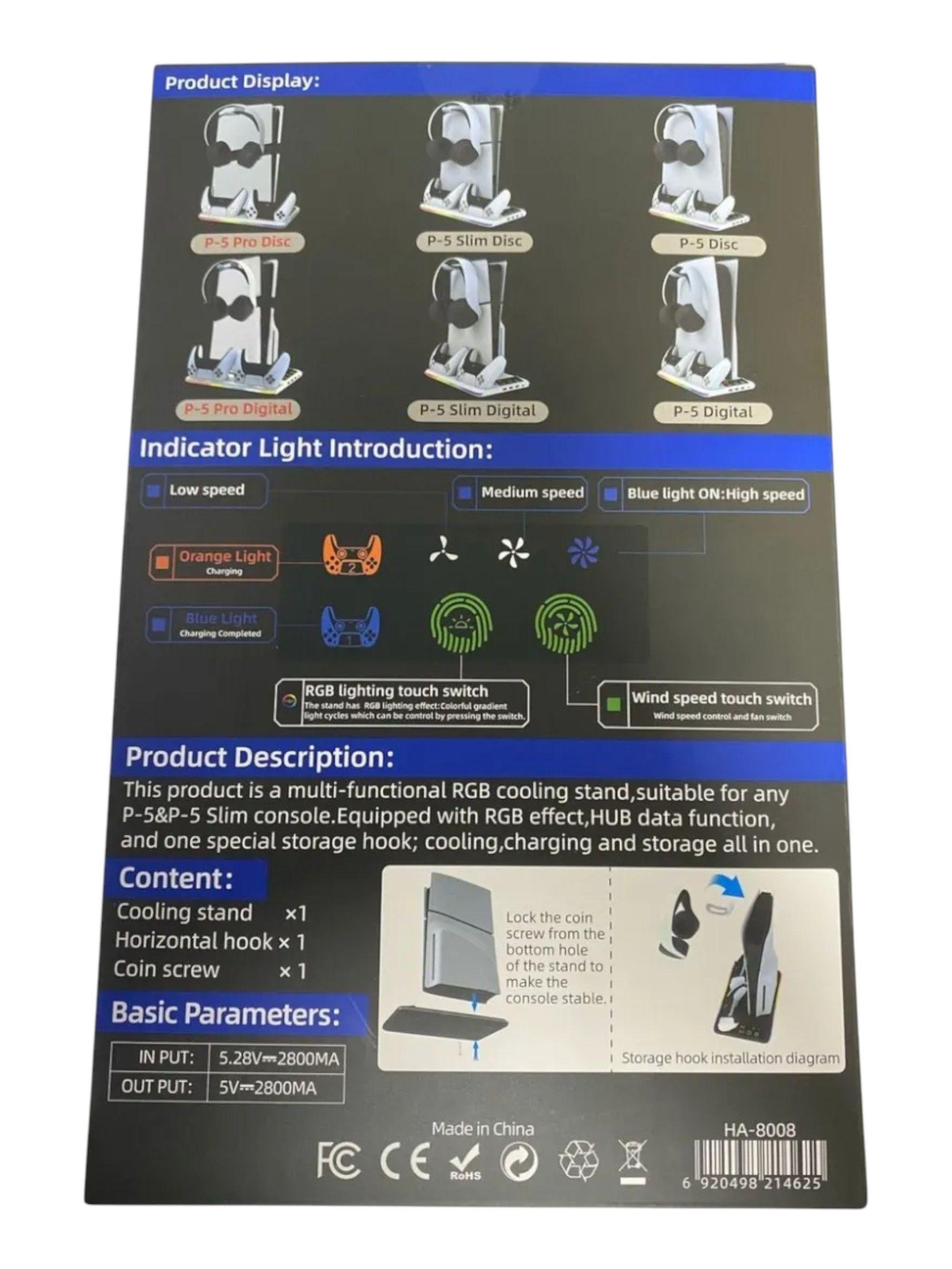 Soporte de refrigeración con base de carga de doble driver compatible con  PS5/PS5 Slim/PS5PRO-3