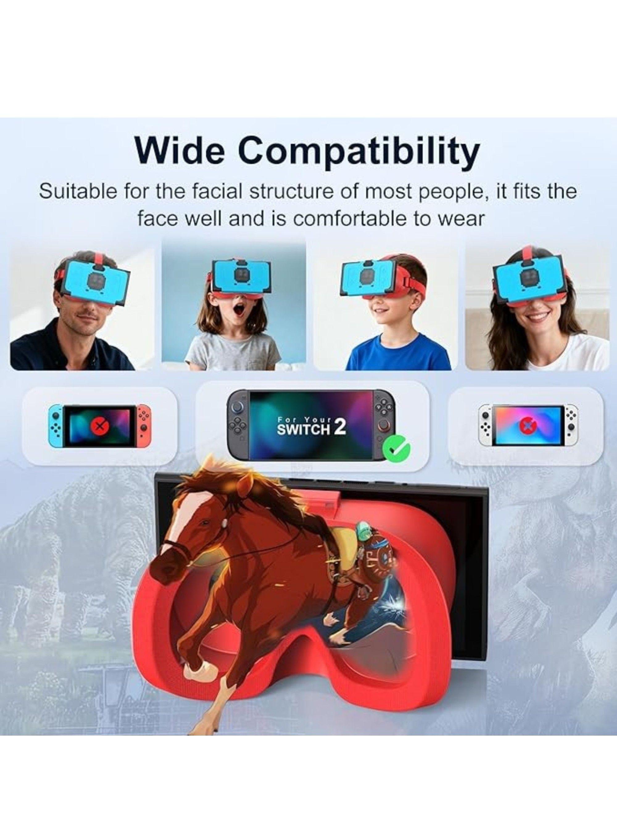 Gafas de realidad virtual con lentes HD compatible compatibles con Switch 2-4