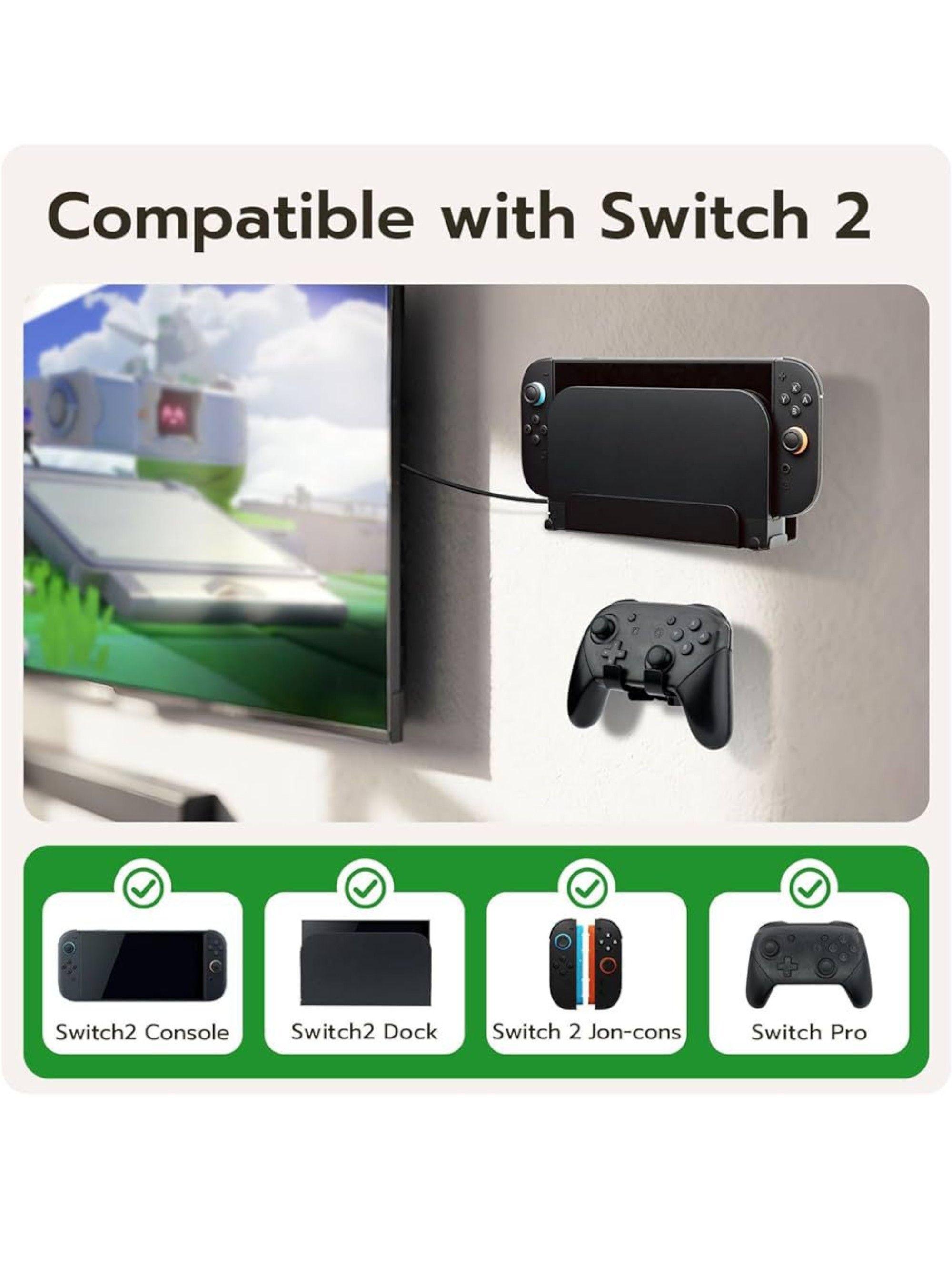 Soporte de pared compatible con Switch 2, Dock, joycon y control Pro.-3