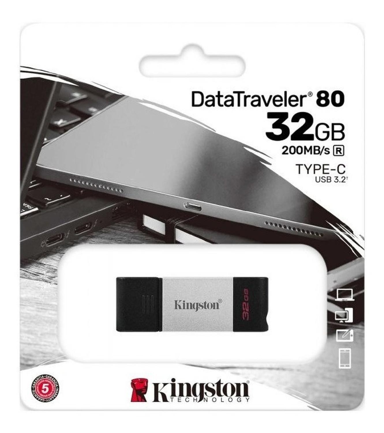 Pendrive Kingston 32 Gb Tipo C Datatraveler 80 Negro-0