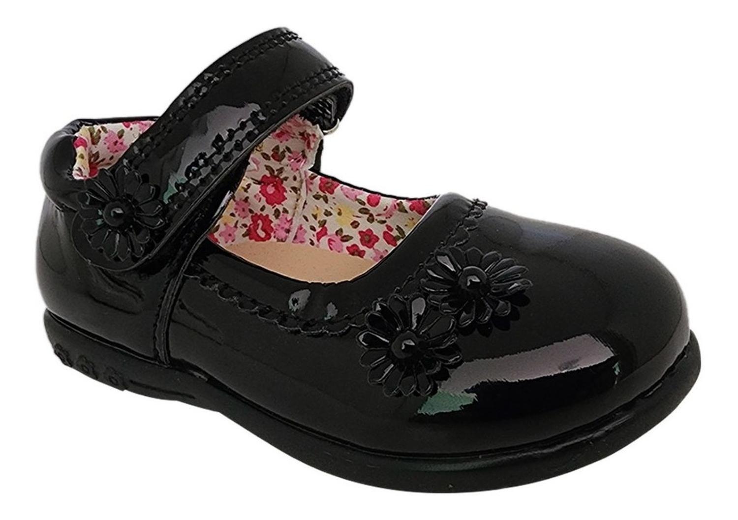 Zapato Infantil Niña Charol Fiestas Navidad Bautizos Negro 7001-1
