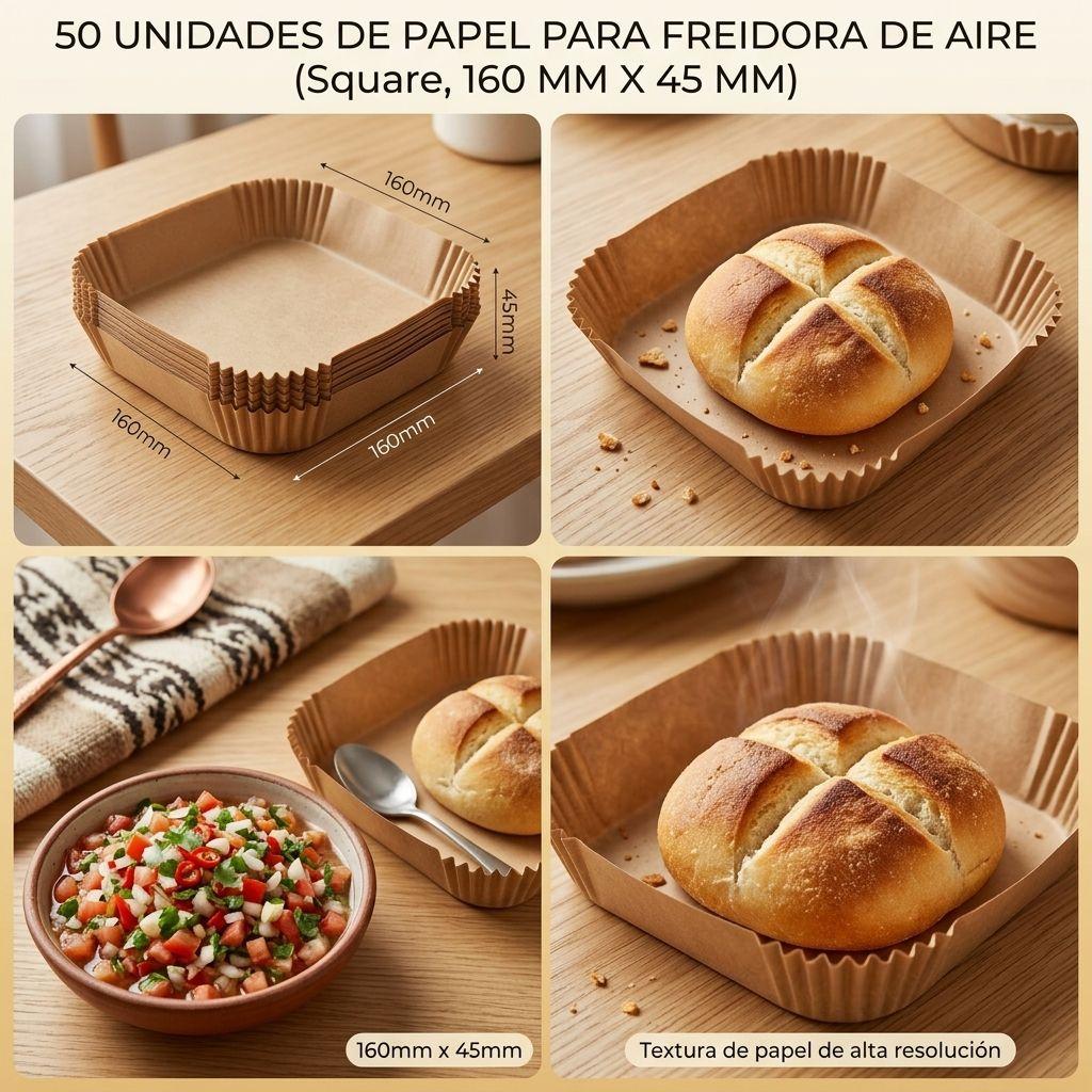 Moldes De Papel 50 Un Para Freidora De Aire 160 X 45 Mm cuadrado-2