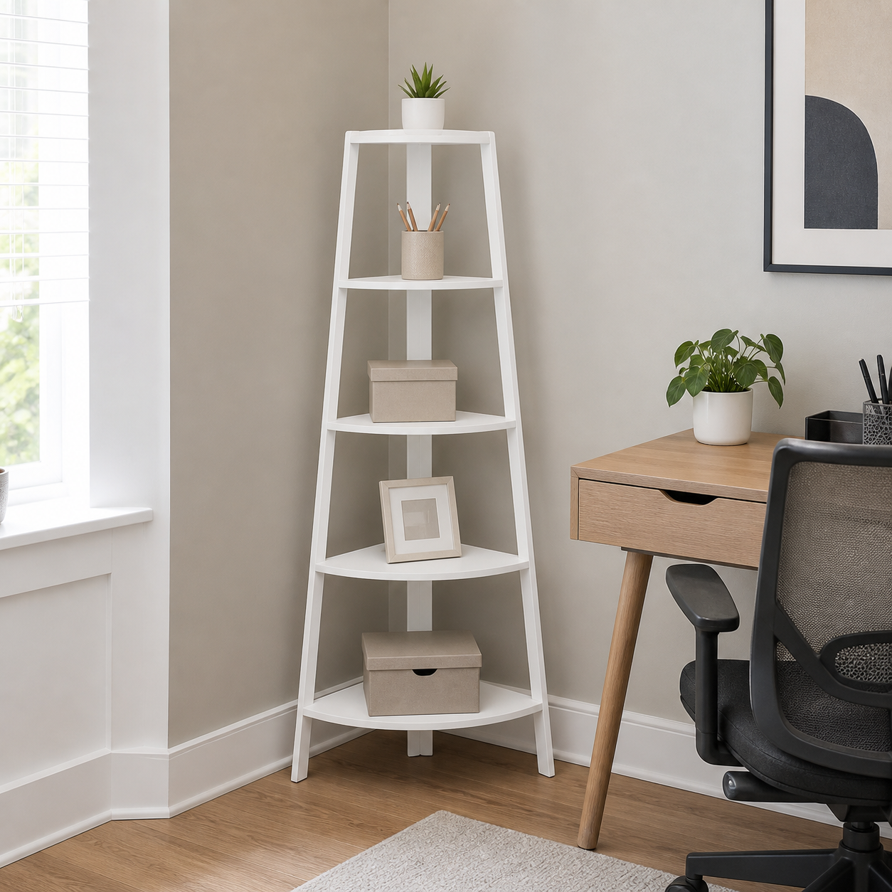 Mueble Esquinero Multiambiente 5 Niveles Blanco Modelo 106-2