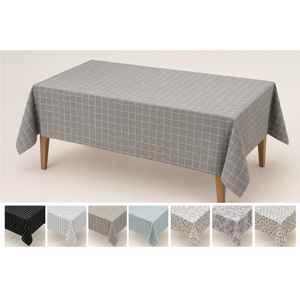Mantel Rectangular Cuadros Gris Poli-algodon Calidad Modelo 847-8