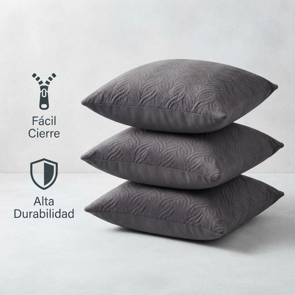 Funda Decorativa Plush Gris Texturizada Pack de 3 046 Estilo Único-2