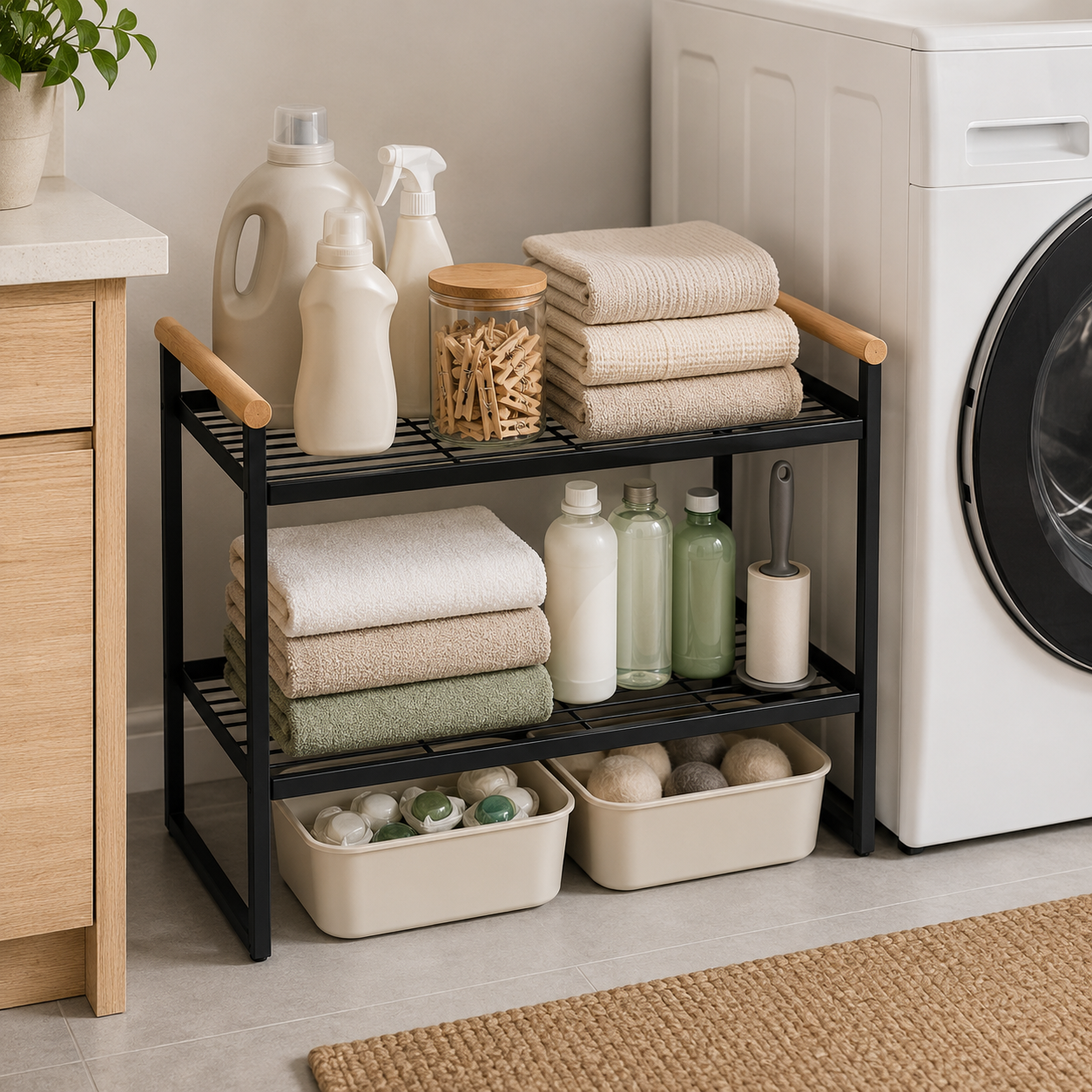 Organizador de Dormitorio 2 niveles Metalico Negro 125-3