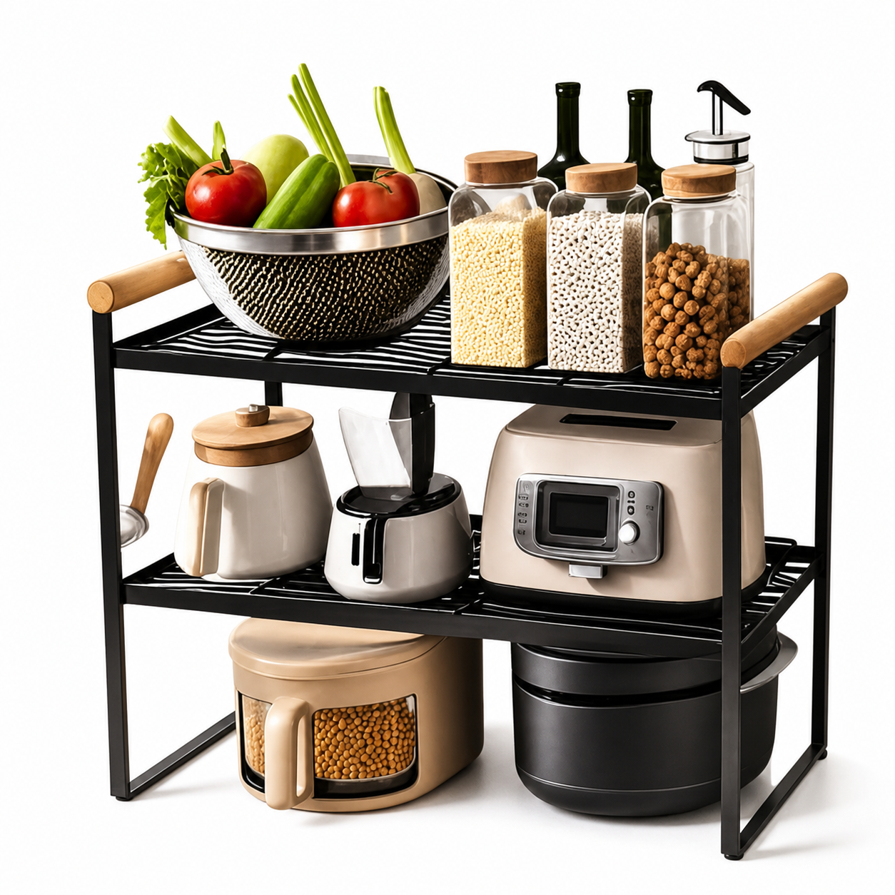 Organizador de Dormitorio 2 niveles Metalico Negro 125-6