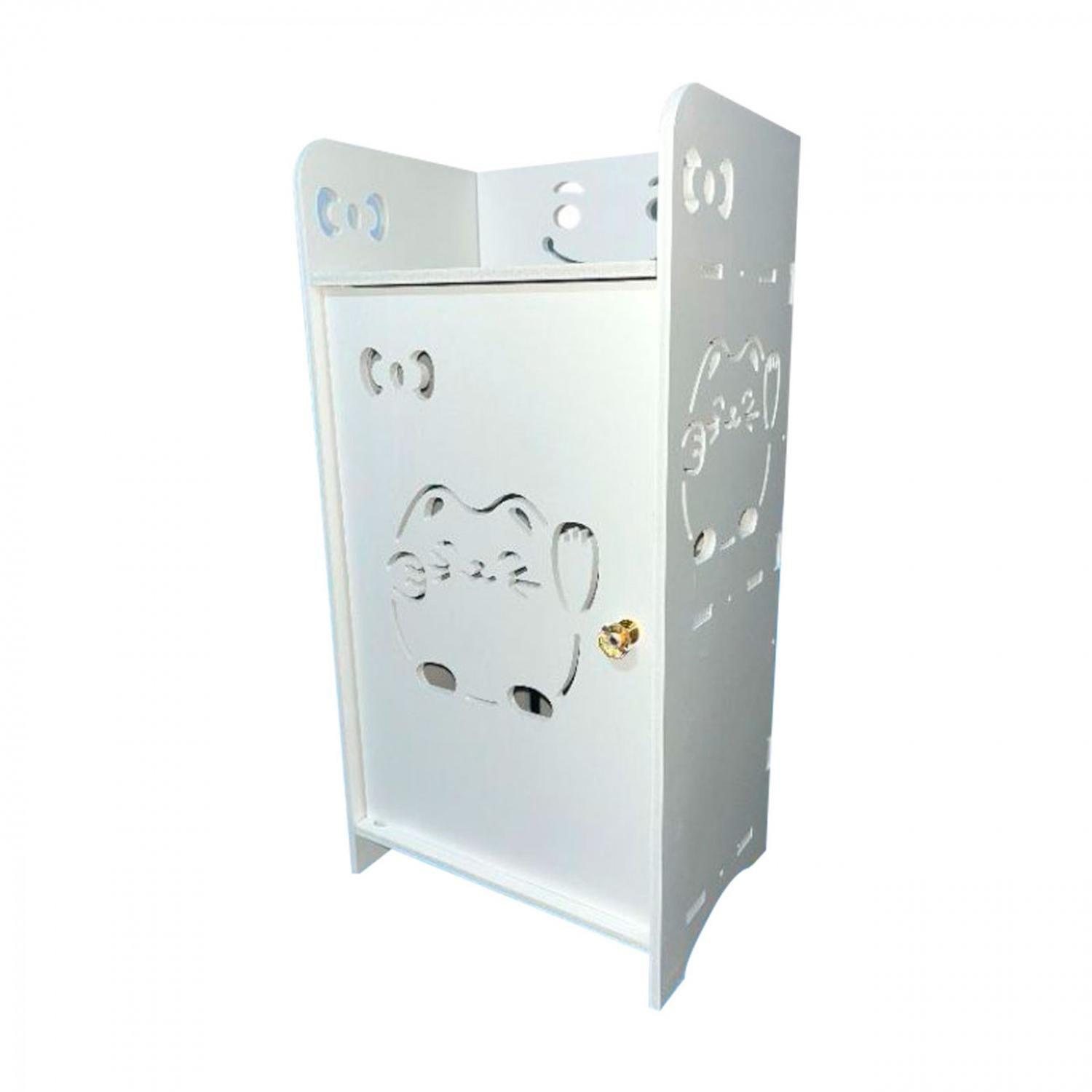 Mueble Organizador Blanco 3 niveles puerta Diseño Gato - 50cm de Alto-0