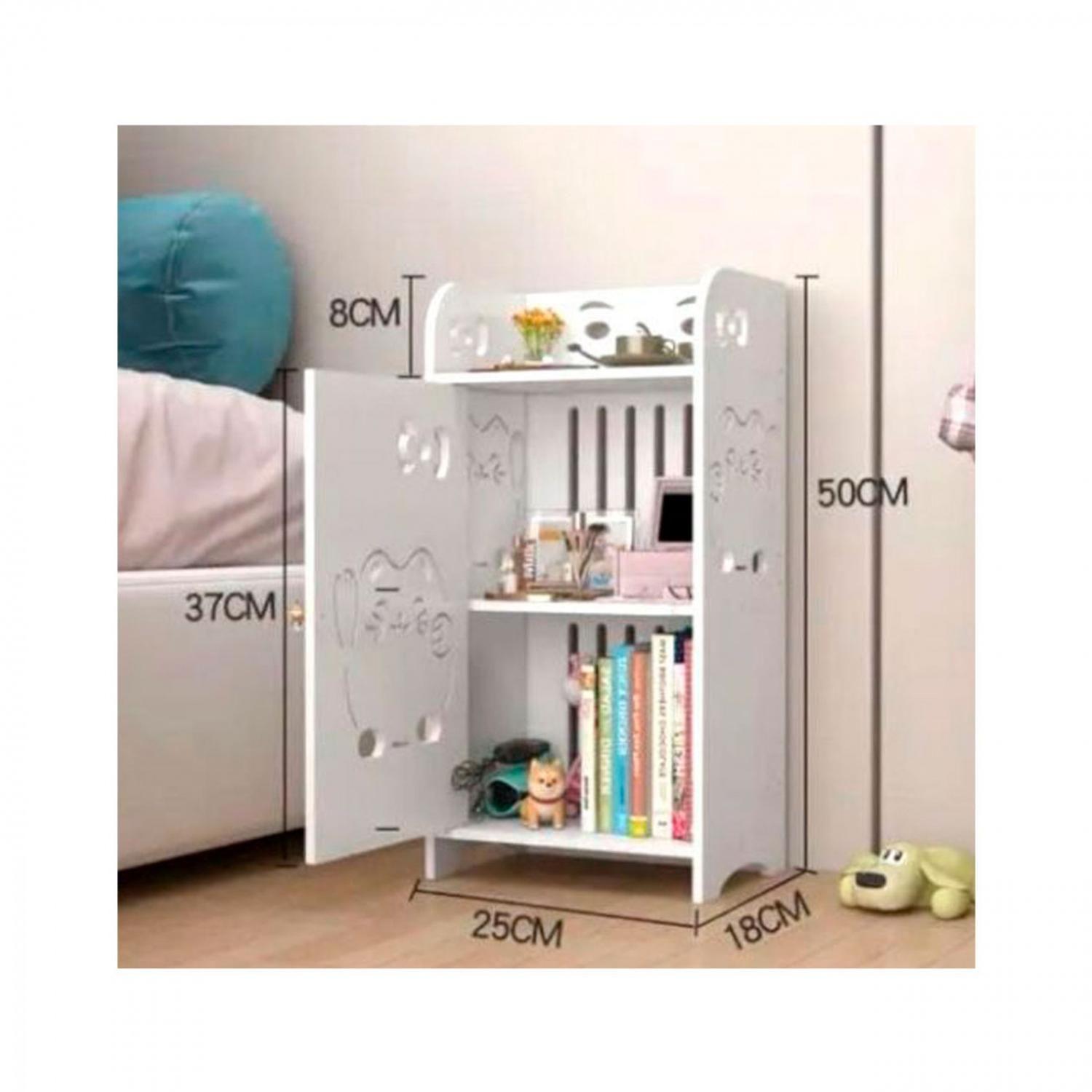 Mueble Organizador Blanco 3 niveles puerta Diseño Gato - 50cm de Alto-1