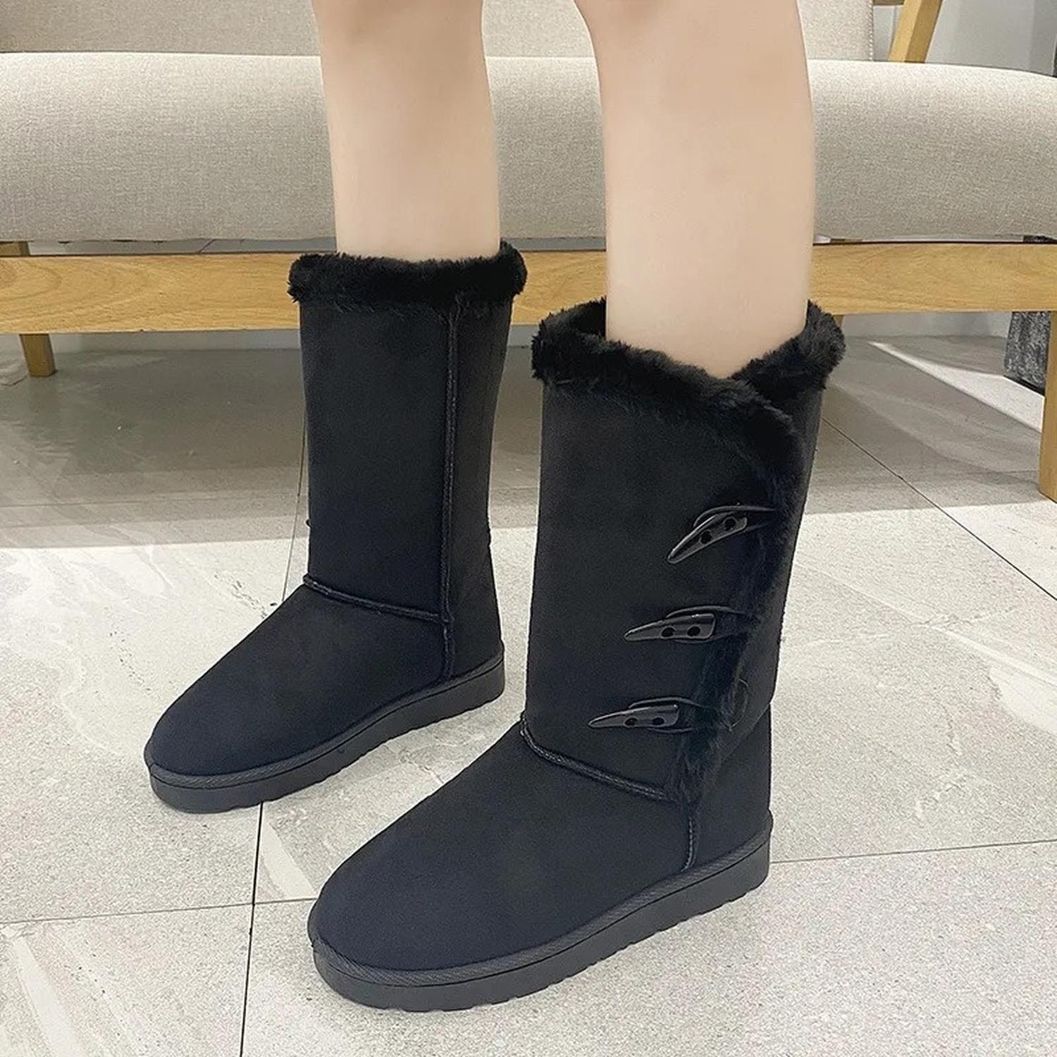 Botines Mujer Invierno Con Chiporro Abrigadores Negro - 7185-3