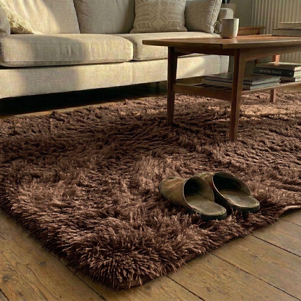 Alfombra Armonia Shaggy Rectangular Café 150x200 cm Modelo 026-5