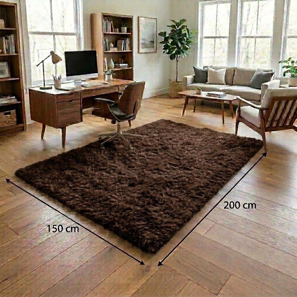 Alfombra Armonia Shaggy Rectangular Café 150x200 cm Modelo 026-7