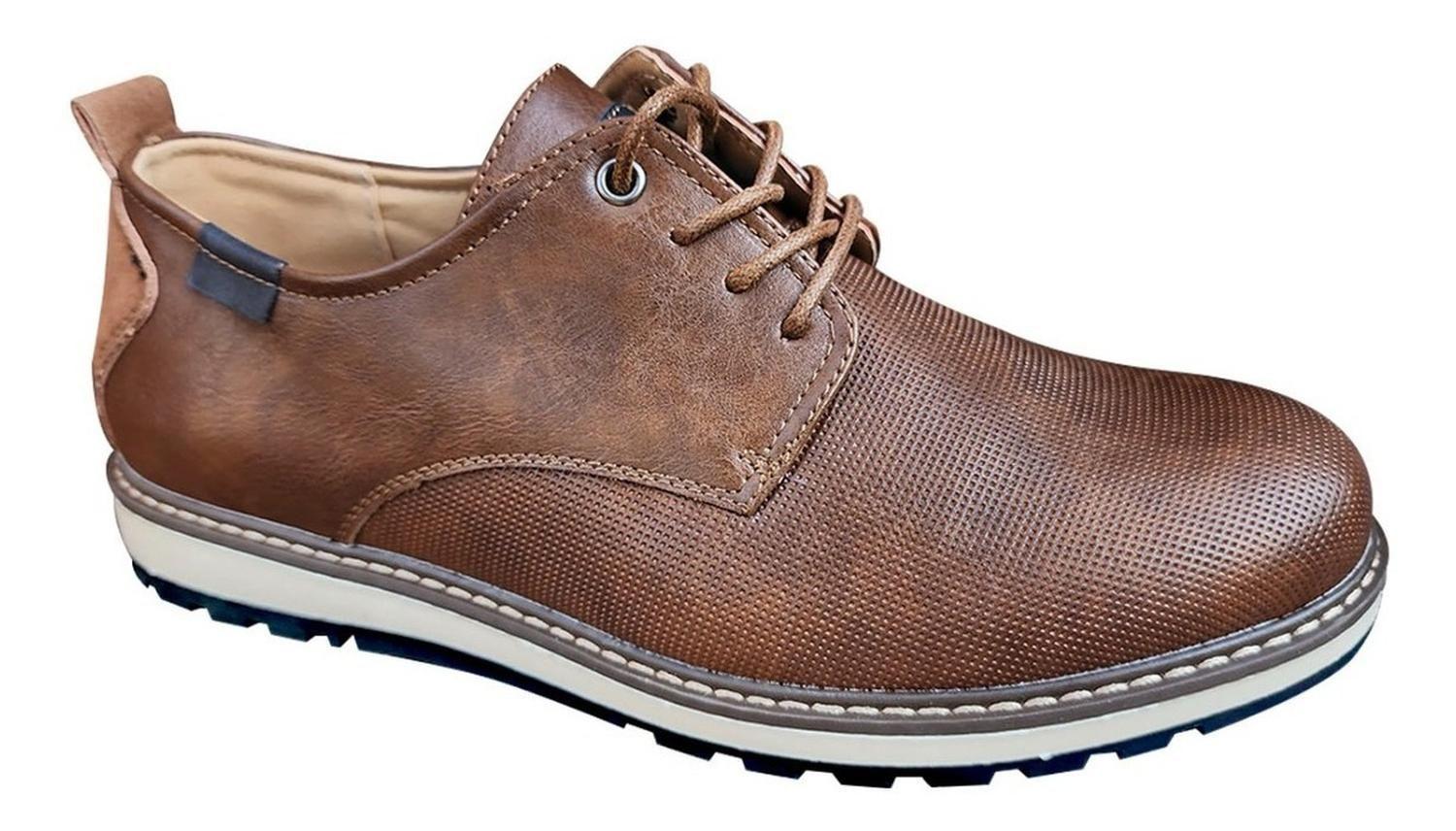 Zapato De Hombre Casual Oxford Cuero Pu - Camel - 7121-1