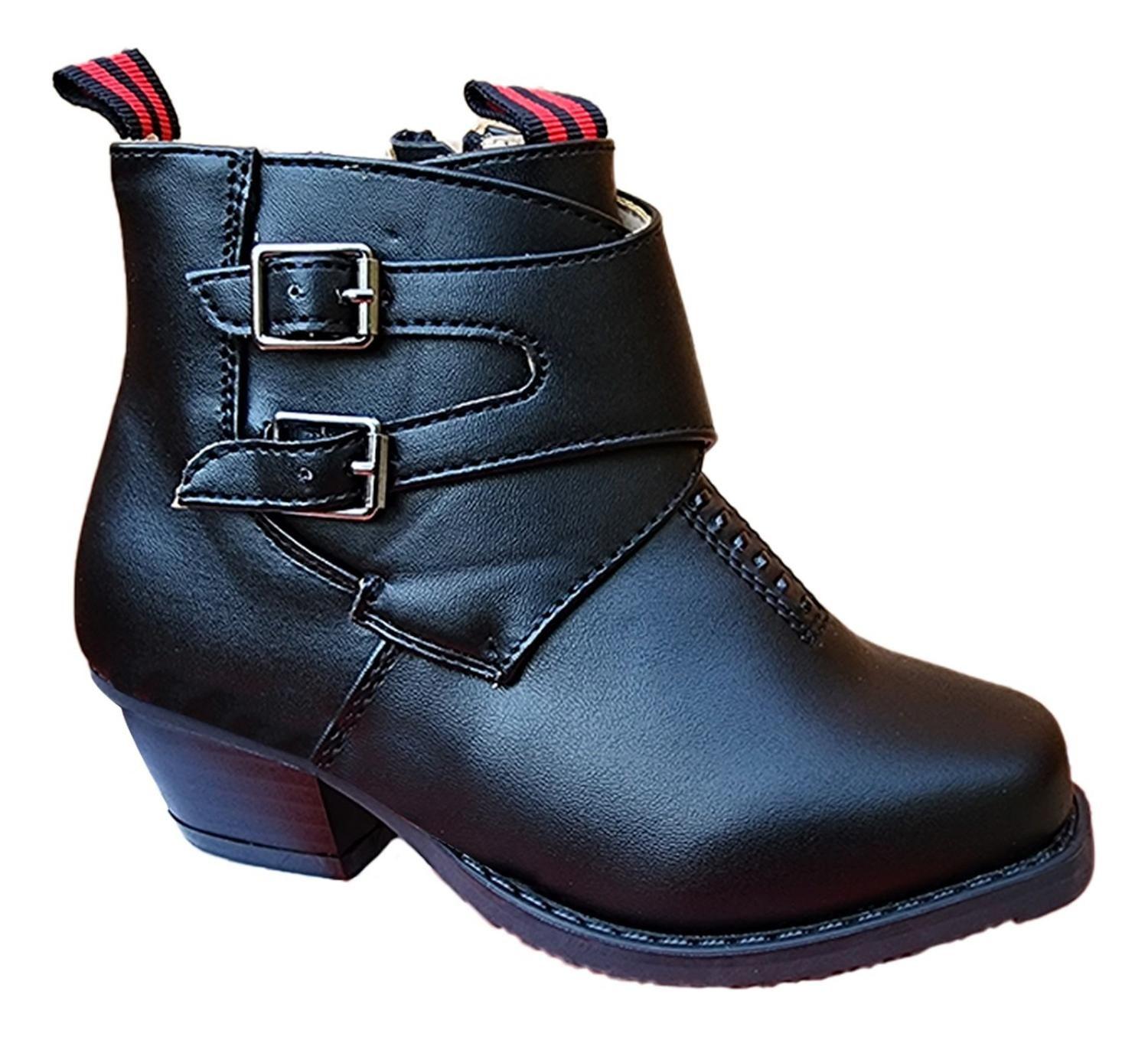 Zapato Botín De Huaso Niño Con Taco Doble Hebilla 7295-2