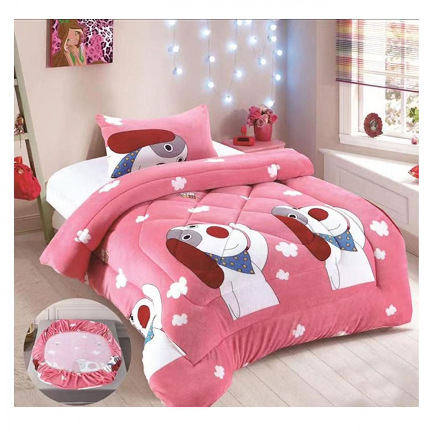 Cobertor de Chiporro y Sabana Bajera de Polar Infantil 1.5 Plazas Perro-0