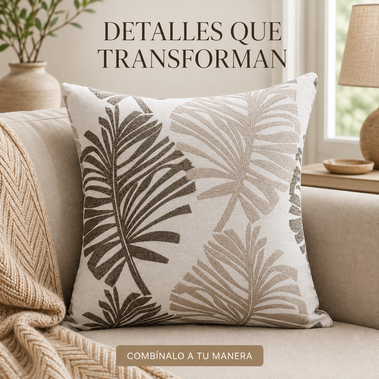 Fundas para cojin Elengantes Desing Hojas Gris 828 Alta Durabilidad-4