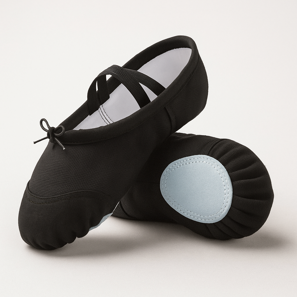 Zapatos Niña Ballet Ligeros Media Punta Lona Y Gamuza Negro 7702-1