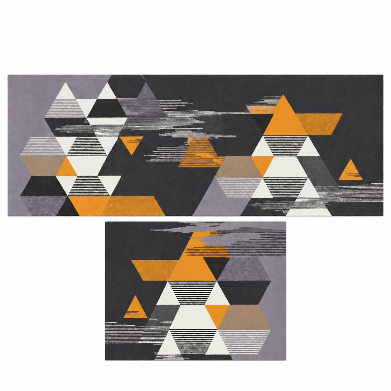Set de 2 Alfombras para Cocina Armonia Gris con Diseño Geométrico 271-0