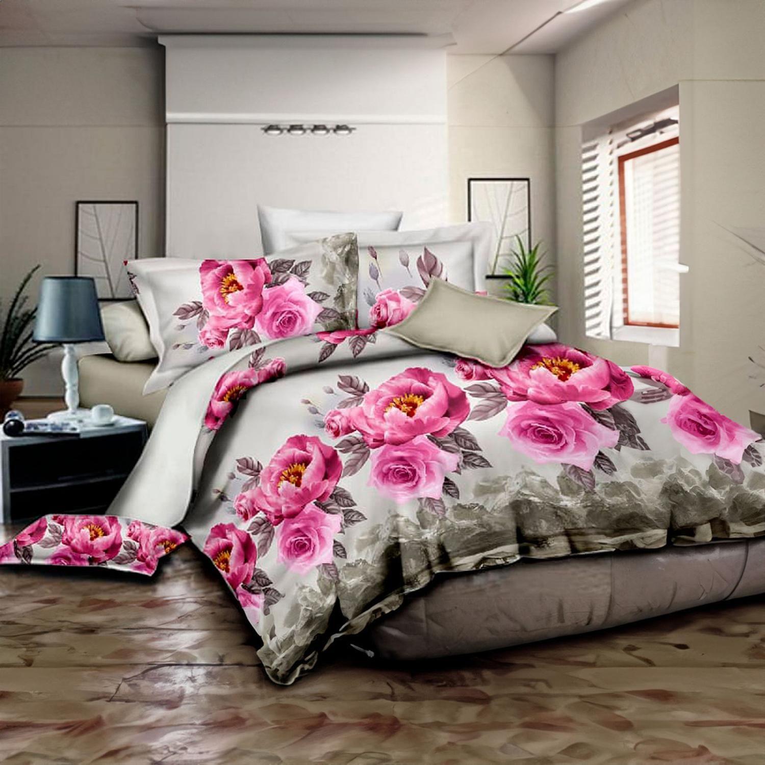 Cubrecama Quilt Verano 1.5 Plazas+funda 50x70 Rosas 613-1