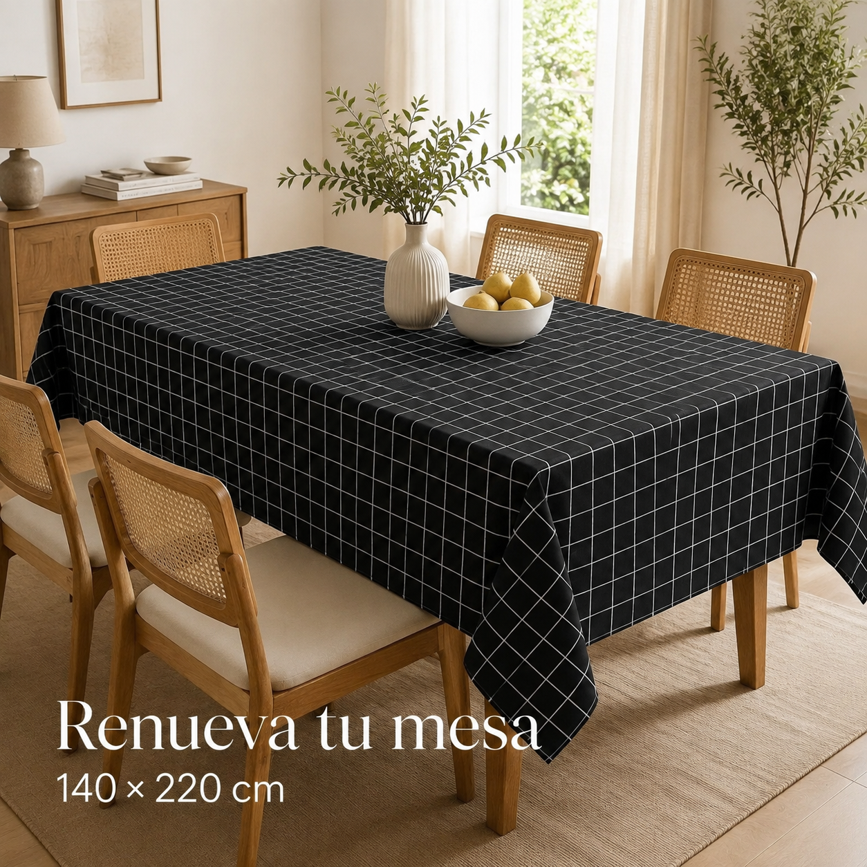 Mantel para Mesa Rectangular Negro 140x220 cm Armonía 845-3