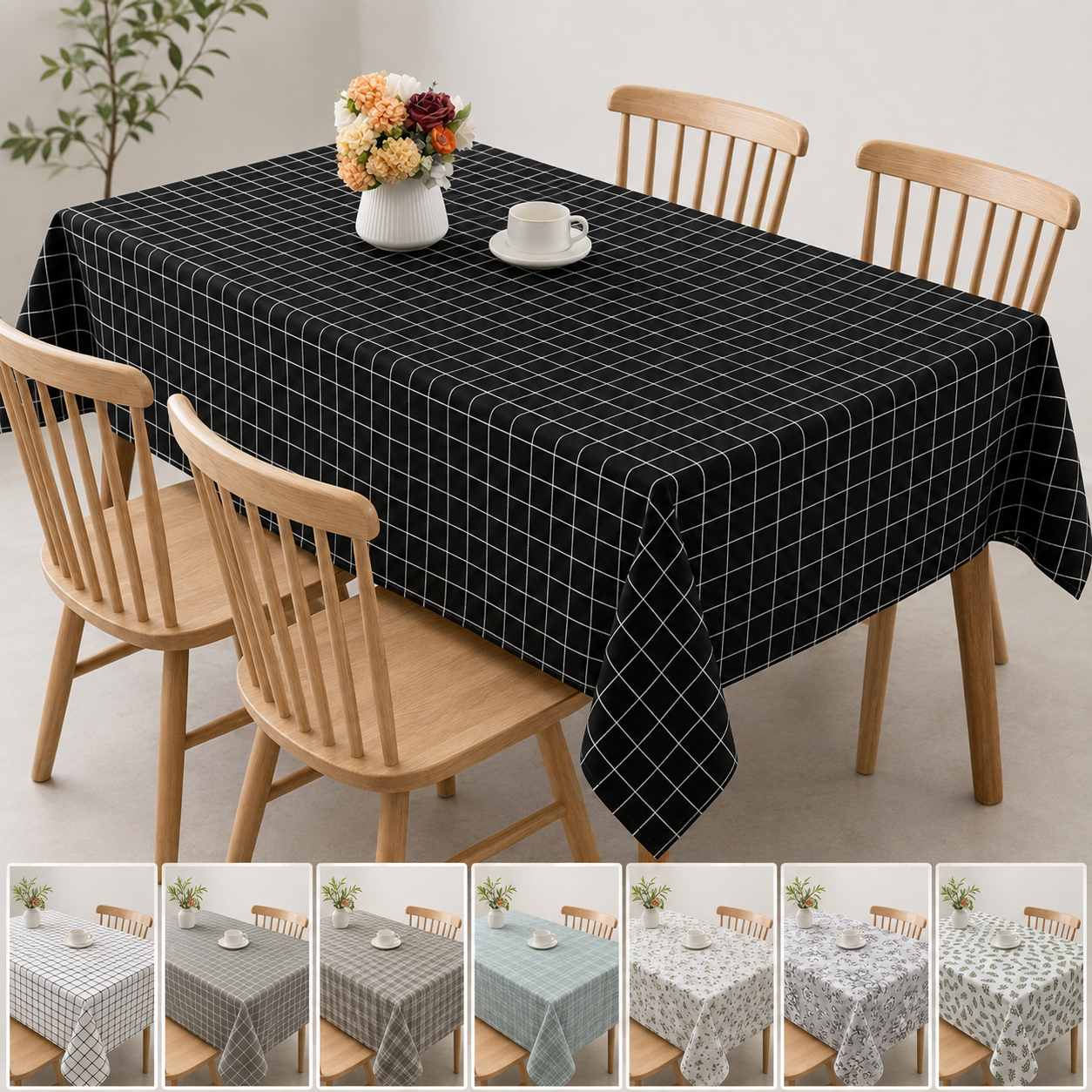 Mantel para Mesa Rectangular Negro 140x220 cm Armonía 845-8