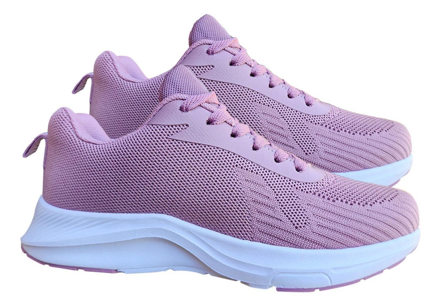 Zapatilla Mujer Deportiva Ligera Comoda Con Malla Rosa 7451-1