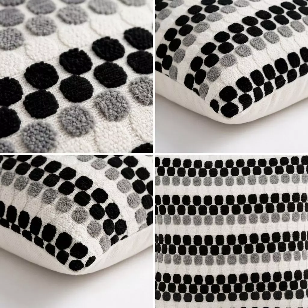  4 Fundas Para Cojín Diseño Geométrico Texturado Negro 012 Elegante-0