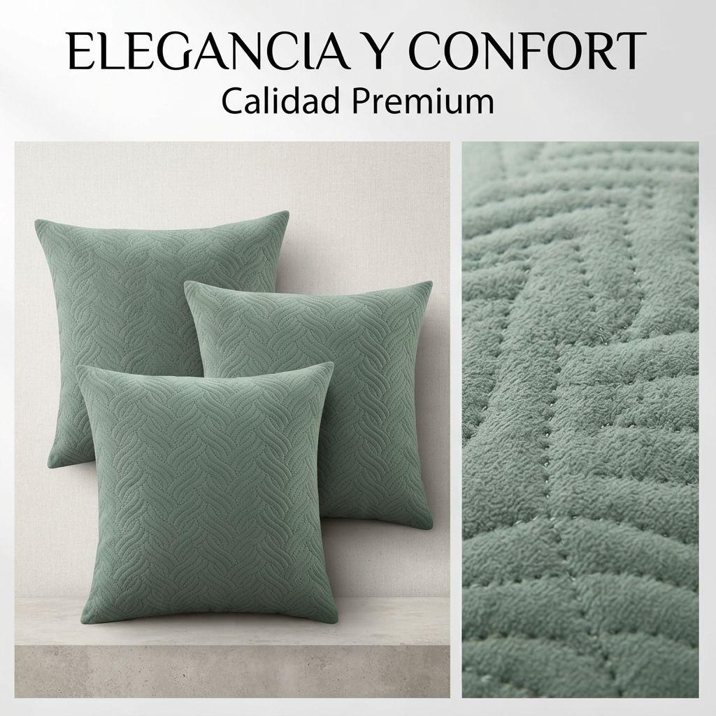 Funda Decorativa Plush Verde Texturizada Pack de 3 046 para Hogar-6