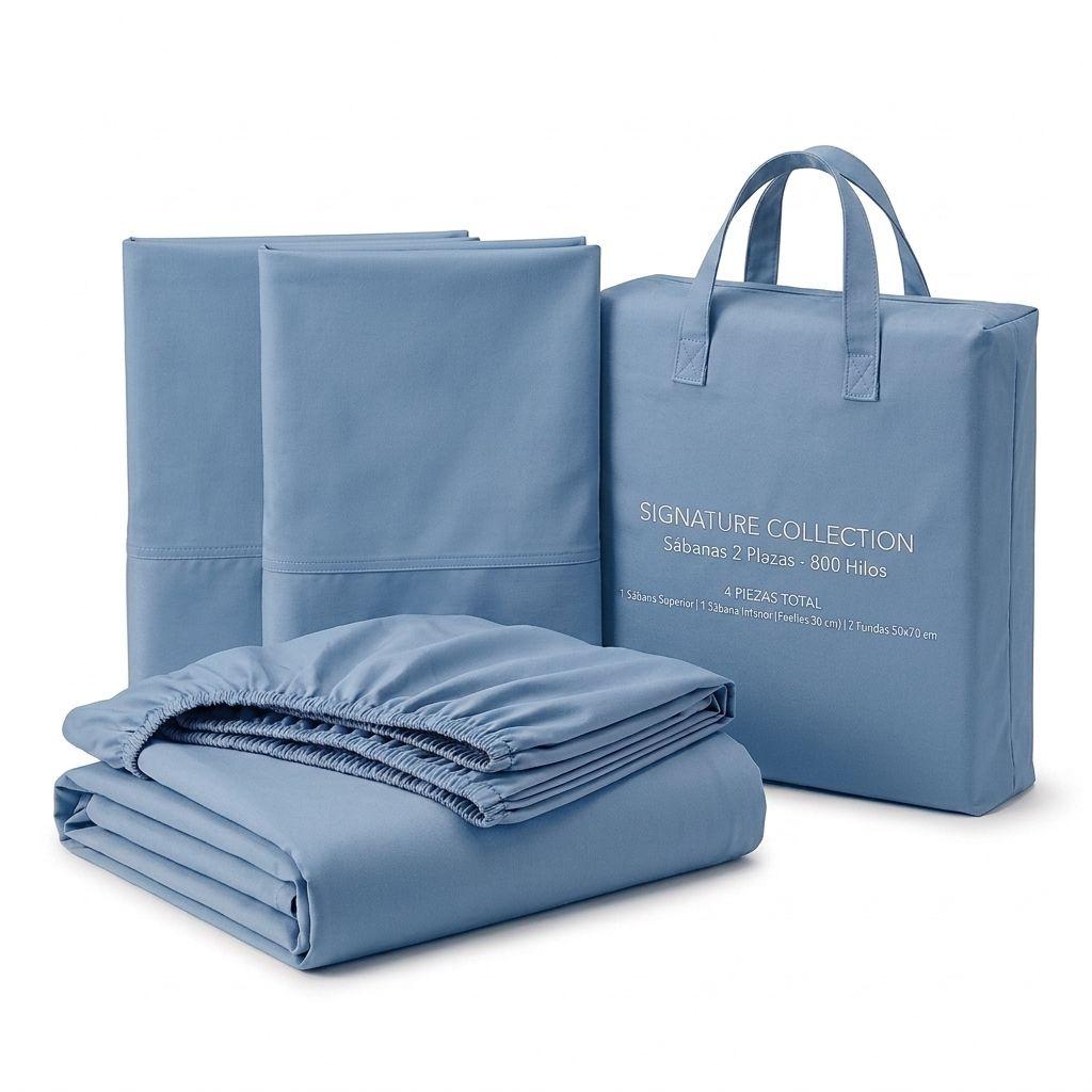 SABANAS 800 HILOS SIGNATURE AZUL ACERO 2 PLAZAS 794-4